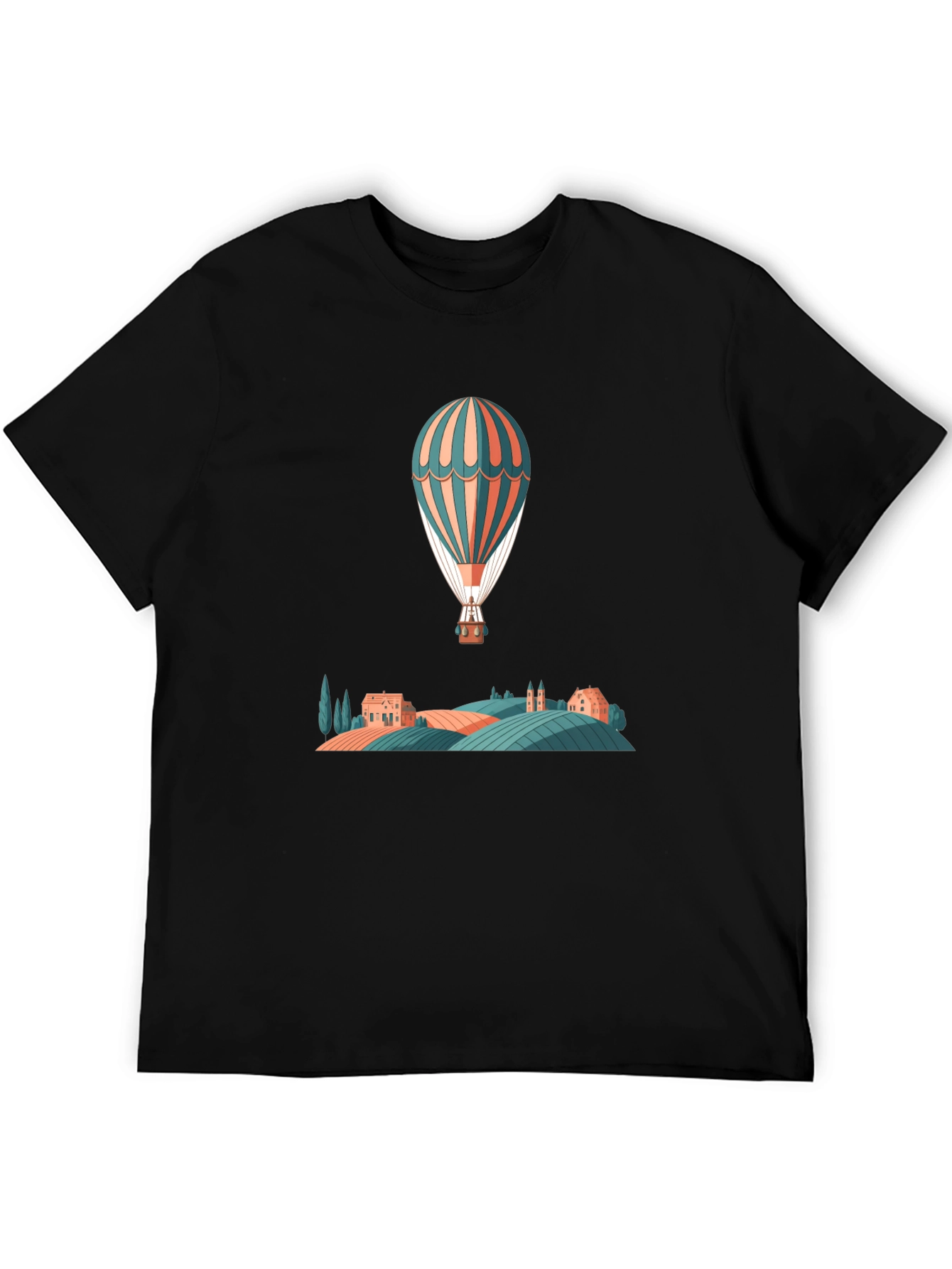 Hot Air Balloon Ride Graphic Tee - Black