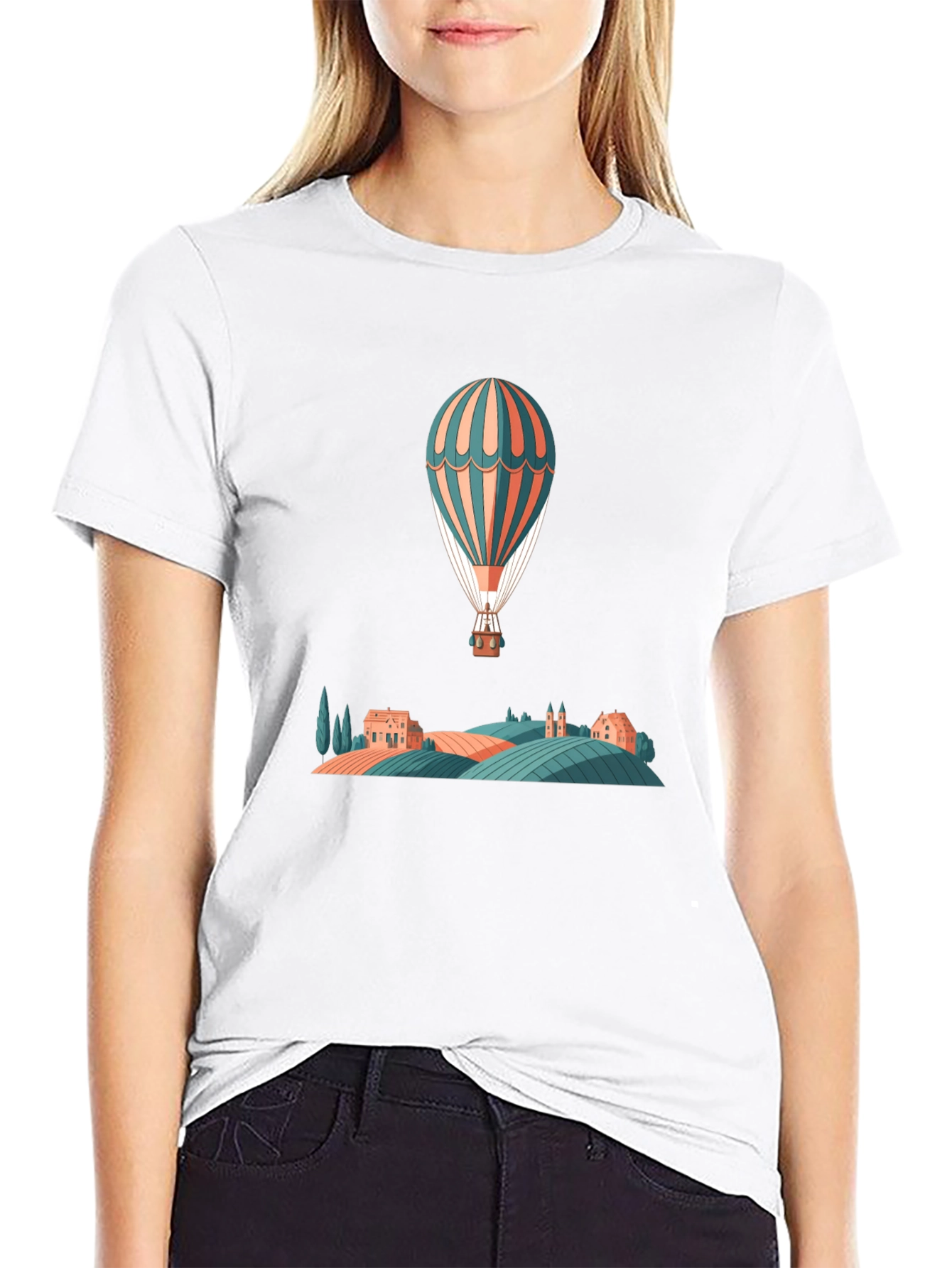 Hot Air Balloon Ride Graphic Tee - Black