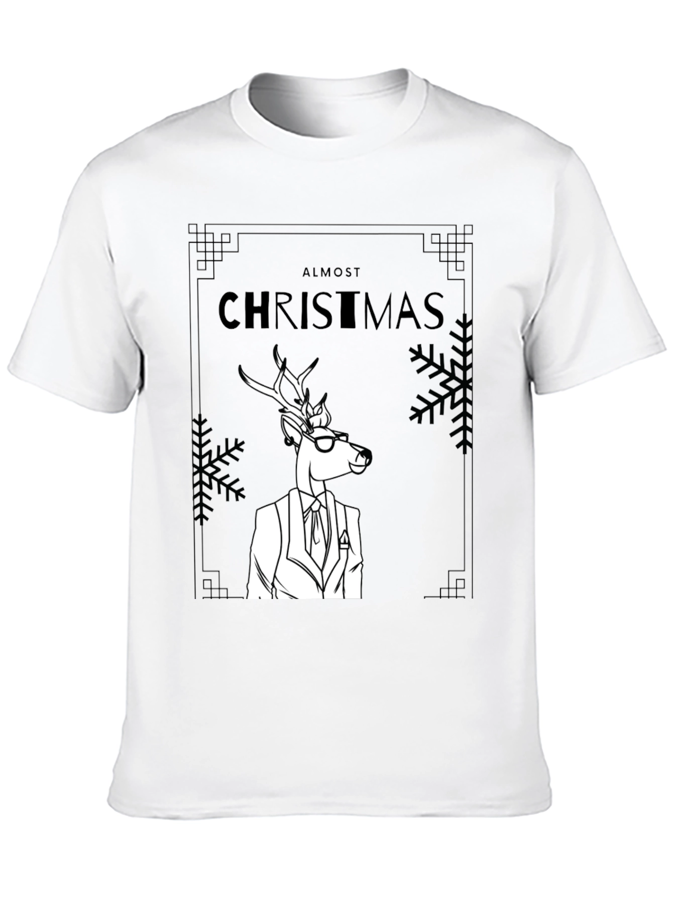 Almost Christmas Deer Graphic Tee - Stylish Holiday Shirt