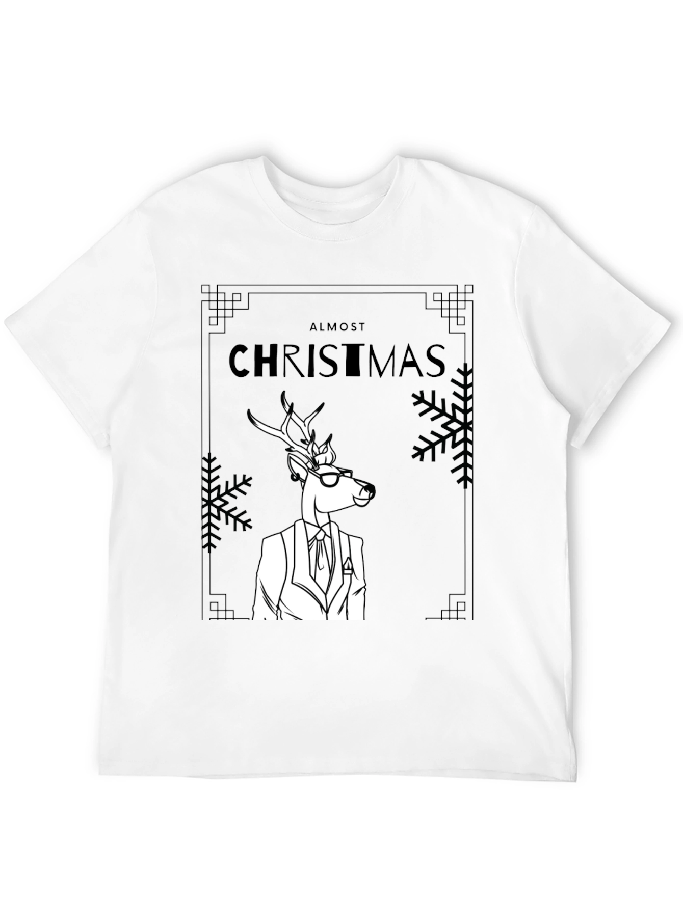 Almost Christmas Deer Graphic Tee - Stylish Holiday Shirt