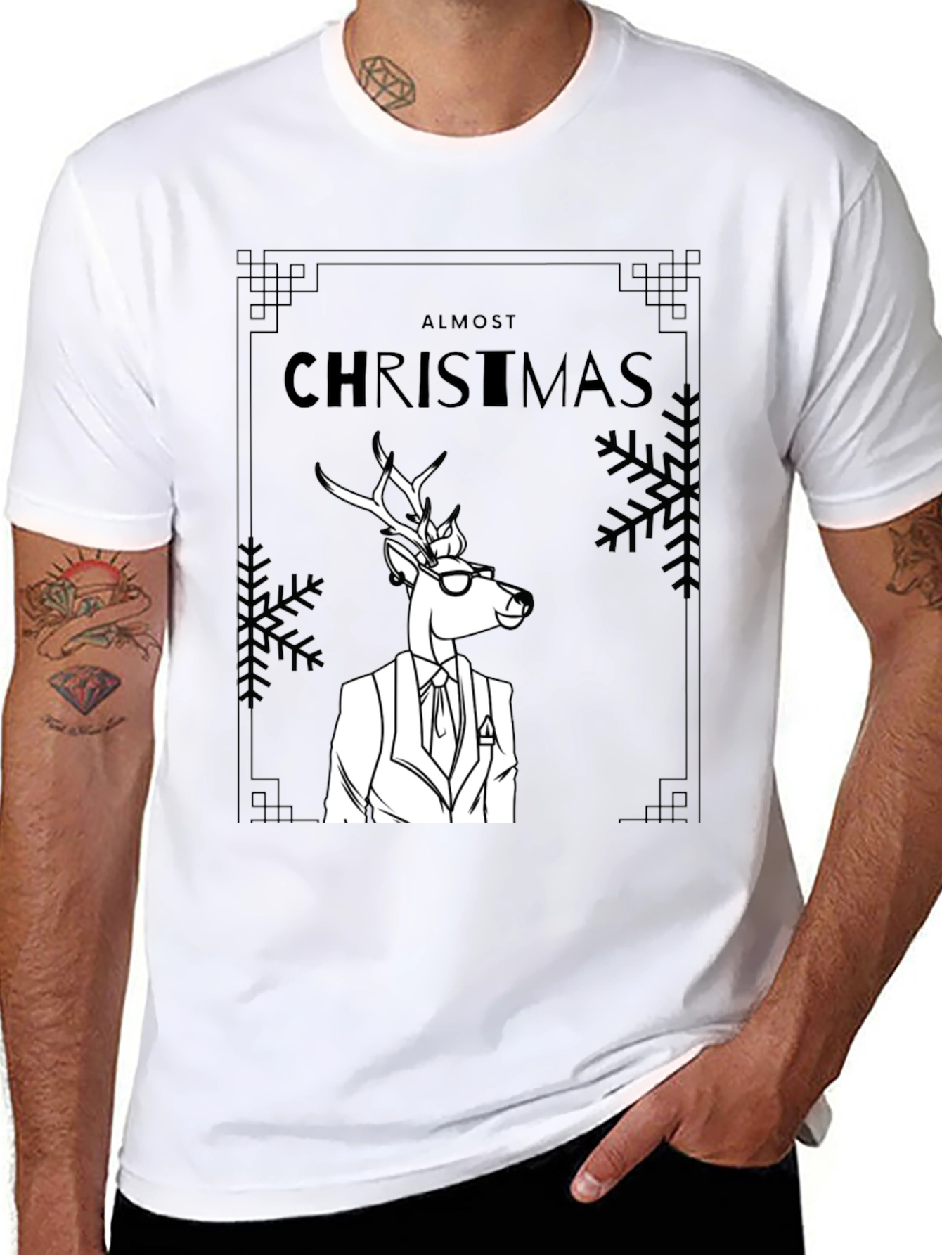 Almost Christmas Deer Graphic Tee - Stylish Holiday Shirt