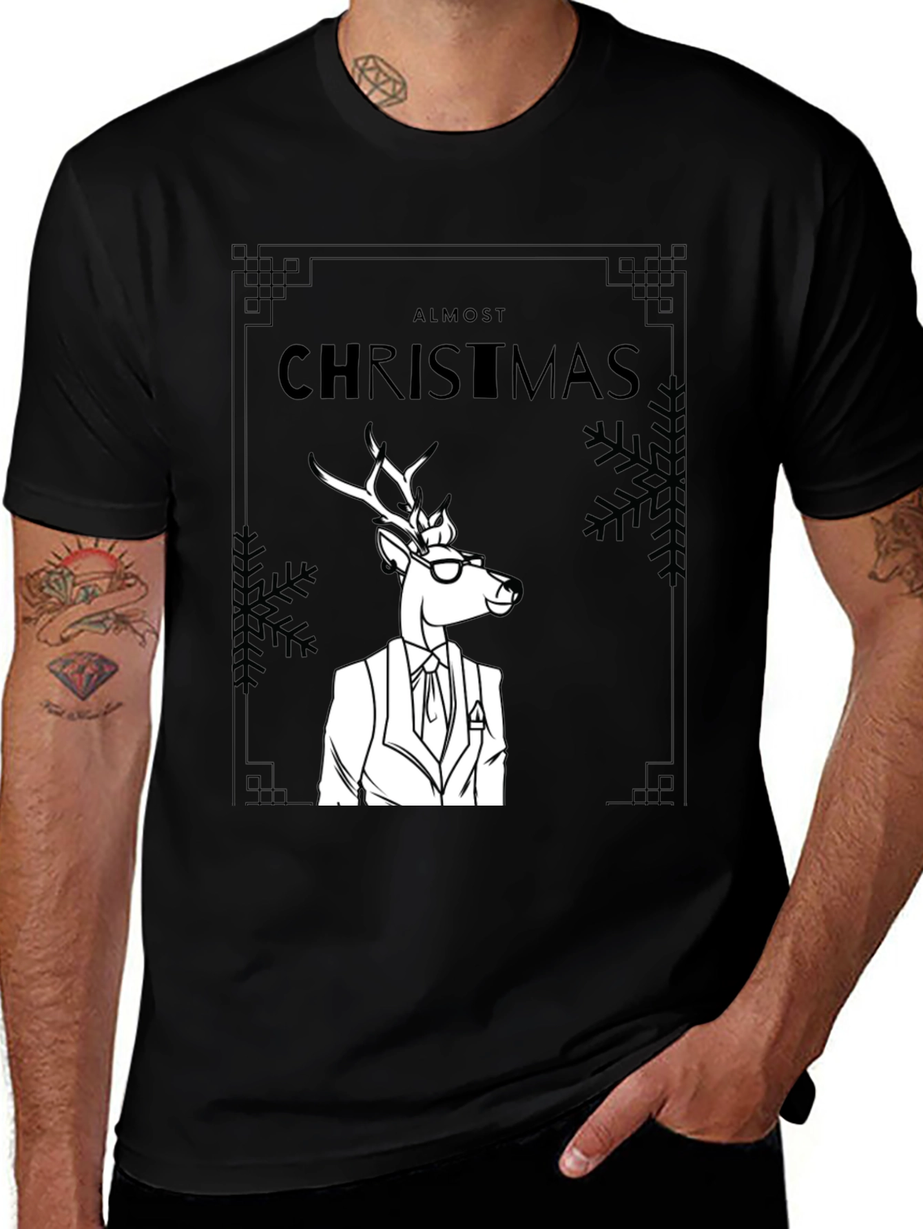 Almost Christmas Deer Graphic Tee - Stylish Holiday Shirt