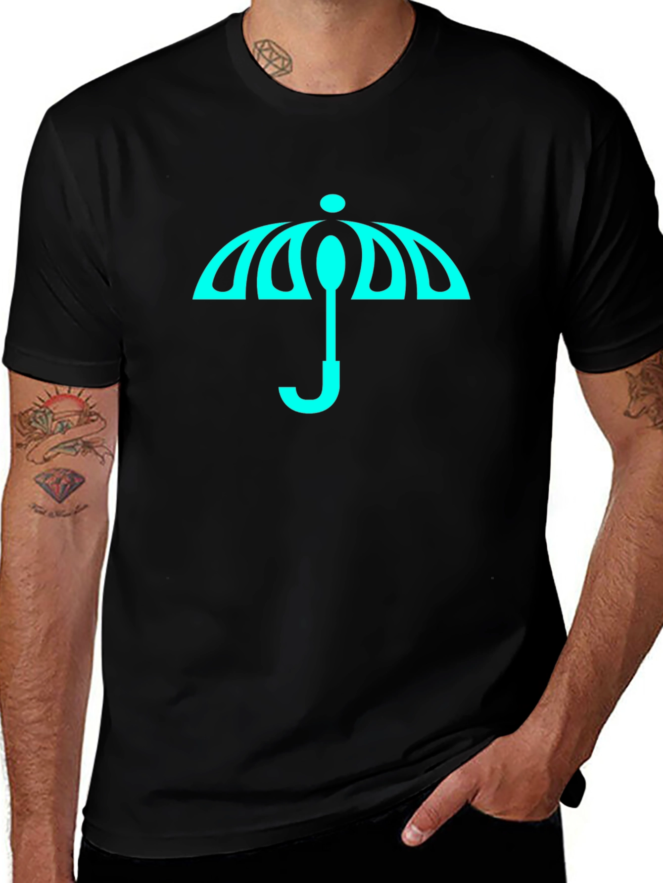 Modern Umbrella Graphic Tee - Black
