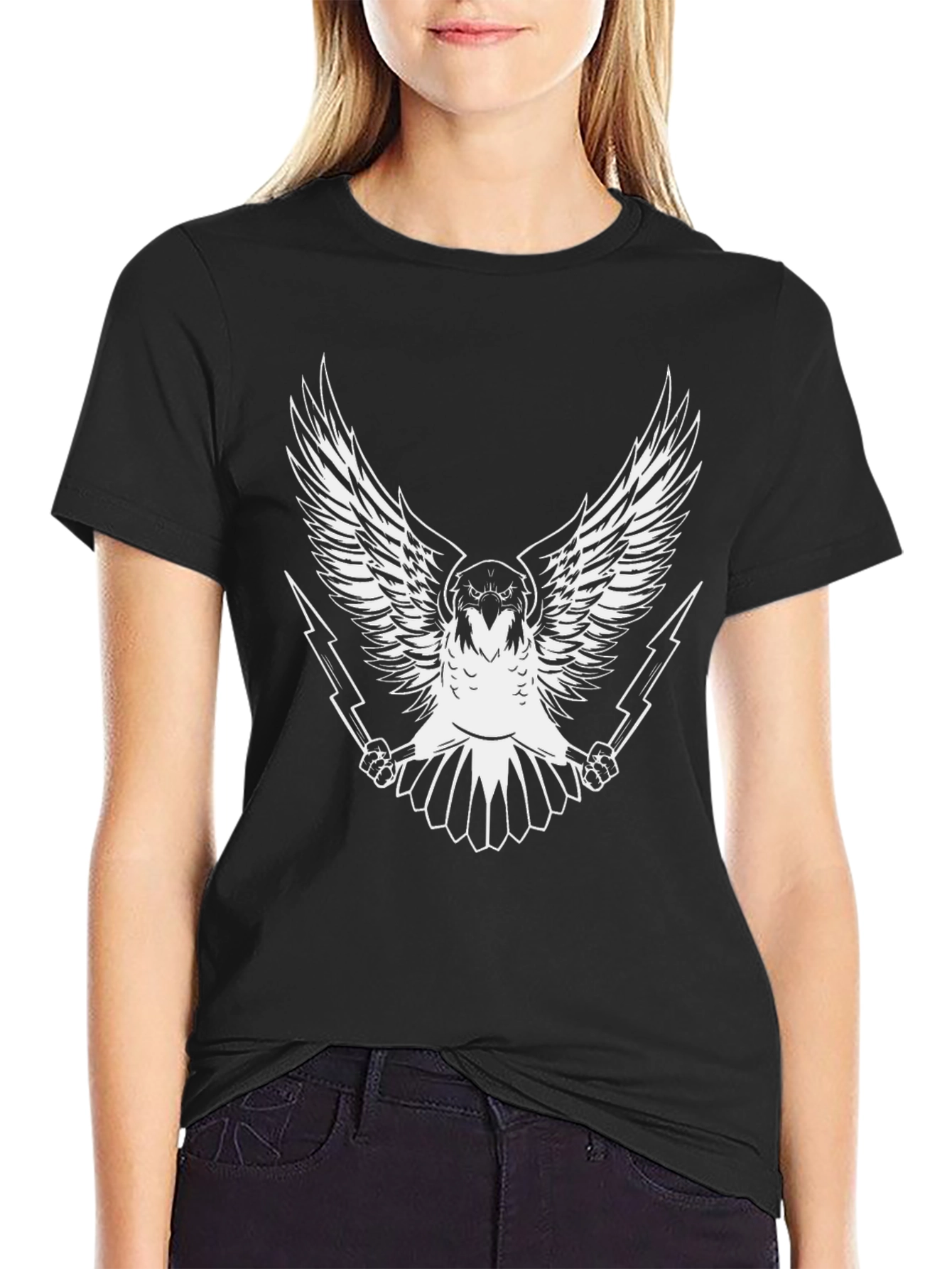 Eagle & Lightning Bolt Graphic Black T-Shirt