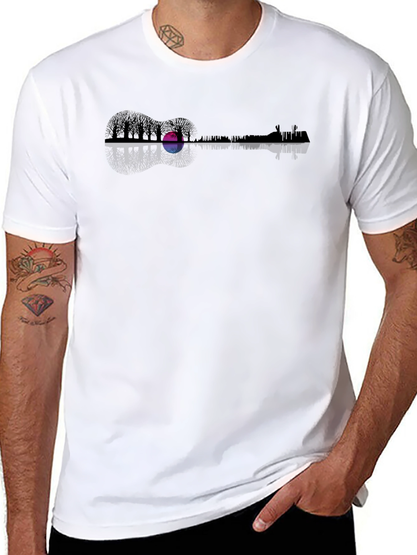 Guitar Landscape Graphic Tee - Black
