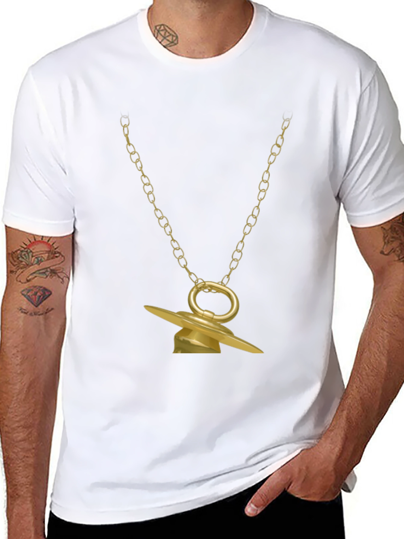 Golden Pacifier Pendant Necklace