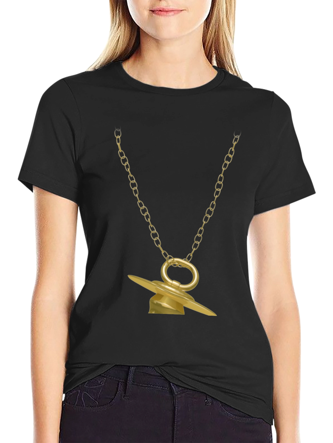 Golden Pacifier Pendant Necklace