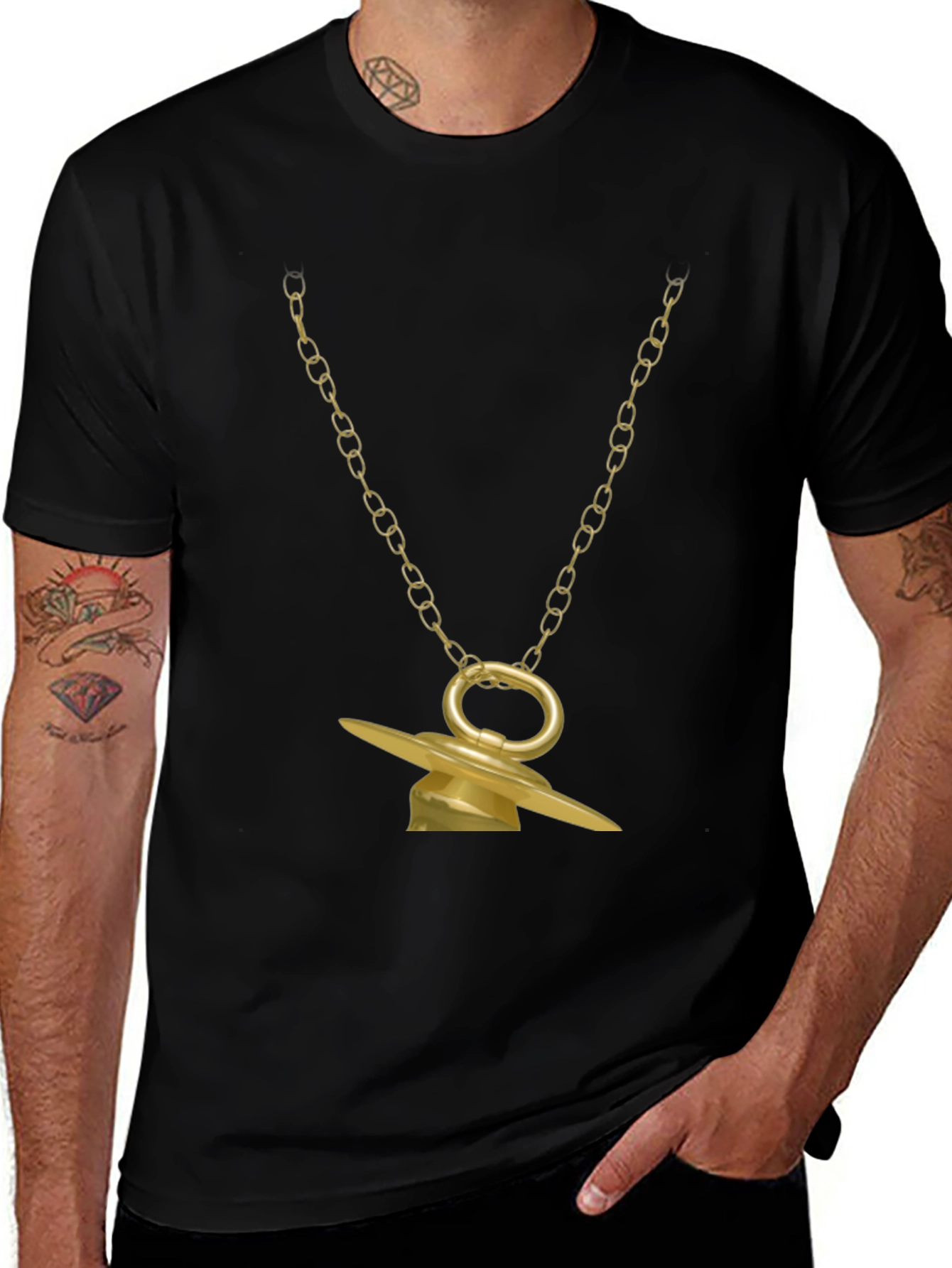 Golden Pacifier Pendant Necklace
