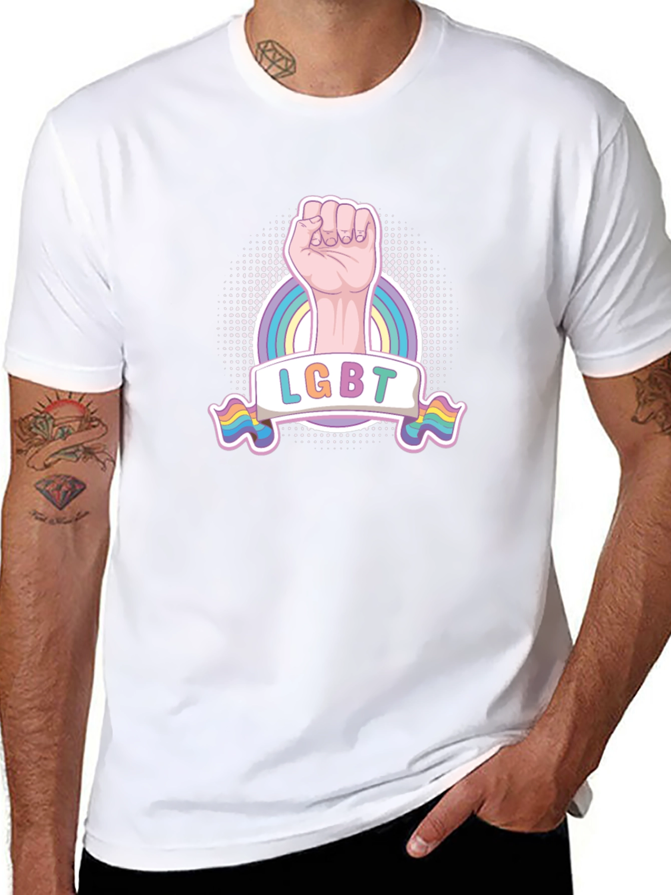 LGBT Pride Fist T-Shirt - Rainbow Graphic Tee
