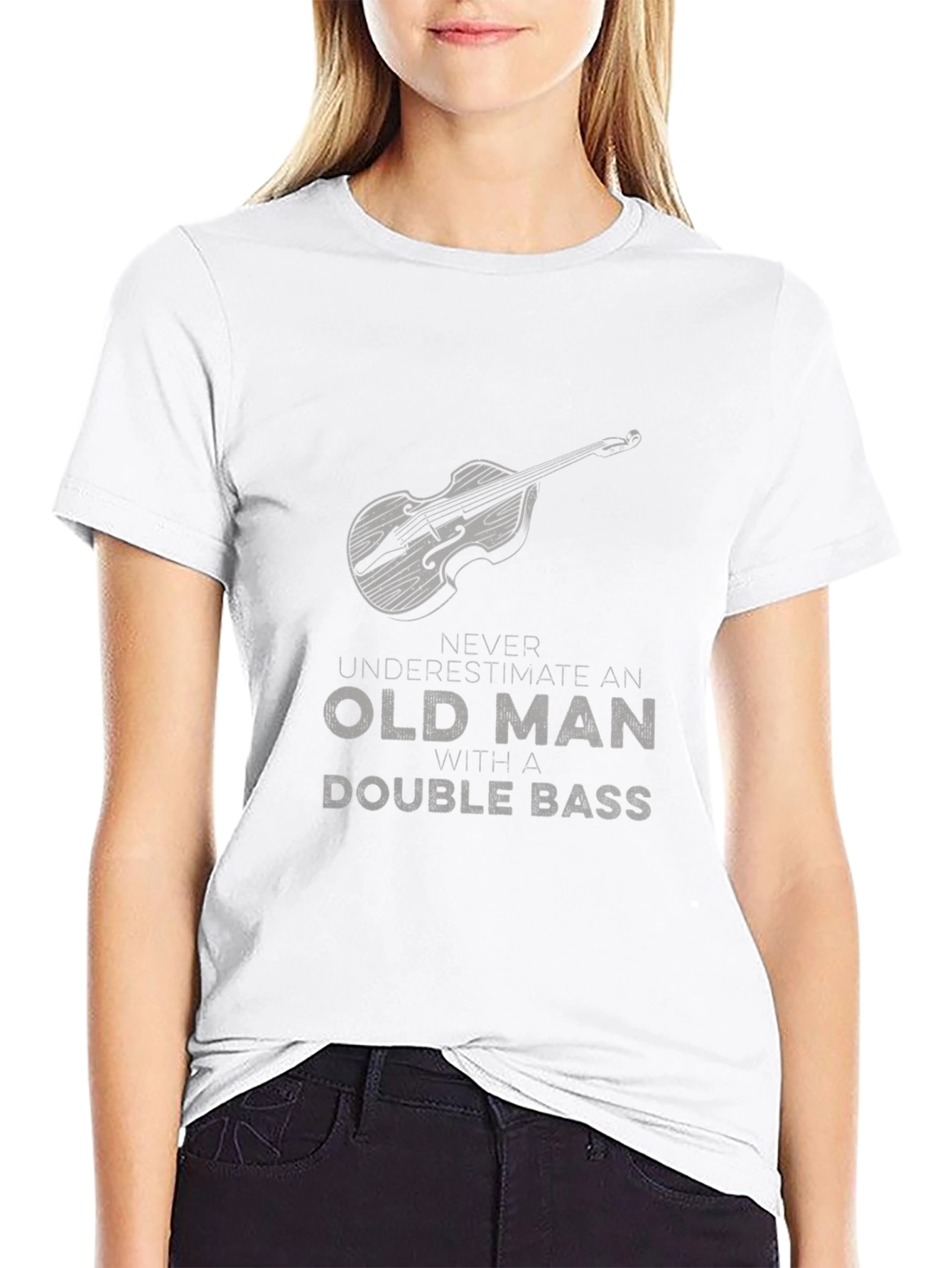 Old Man Double Bass T-Shirt - Musician Gift