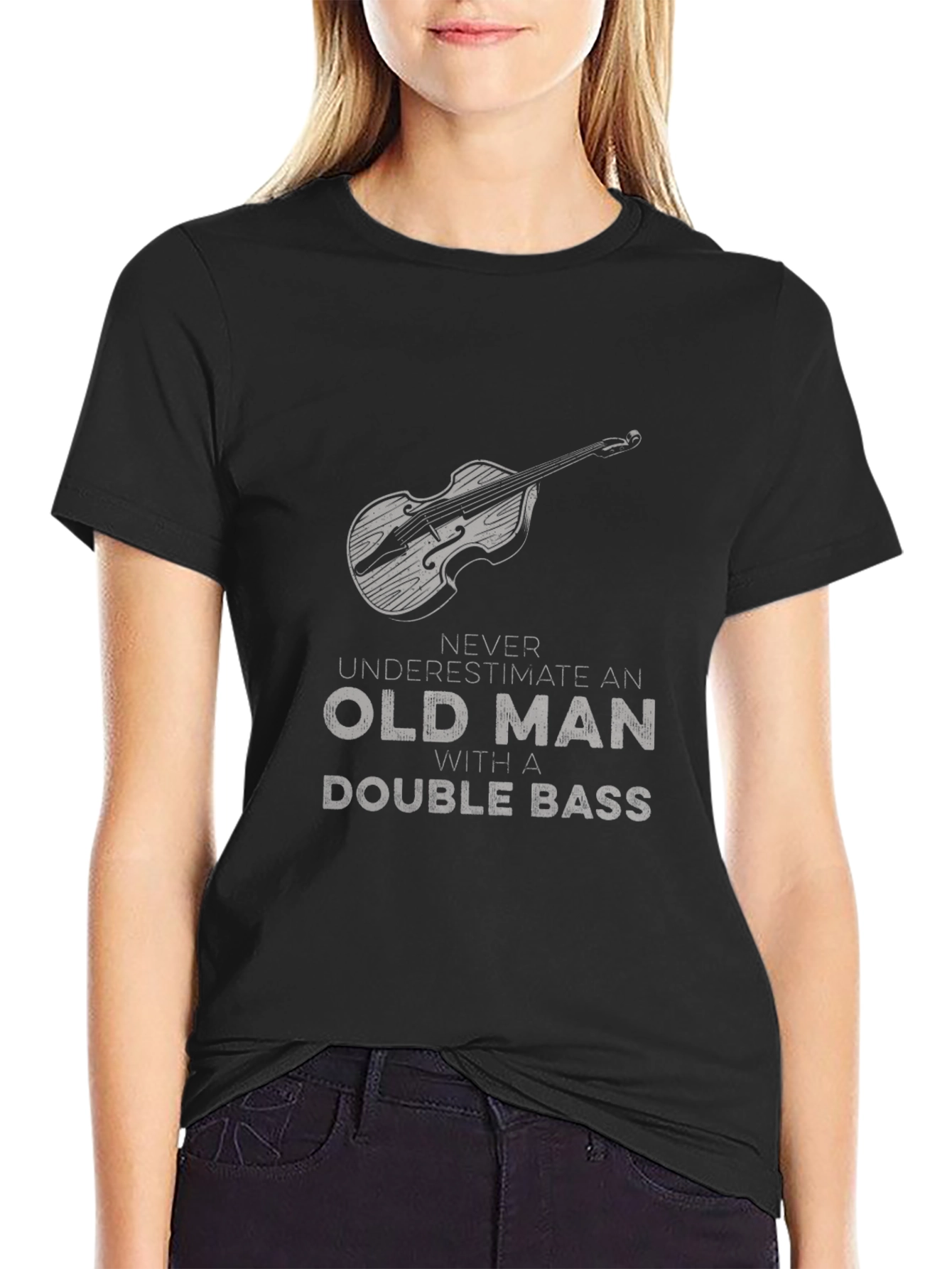 Old Man Double Bass T-Shirt - Musician Gift