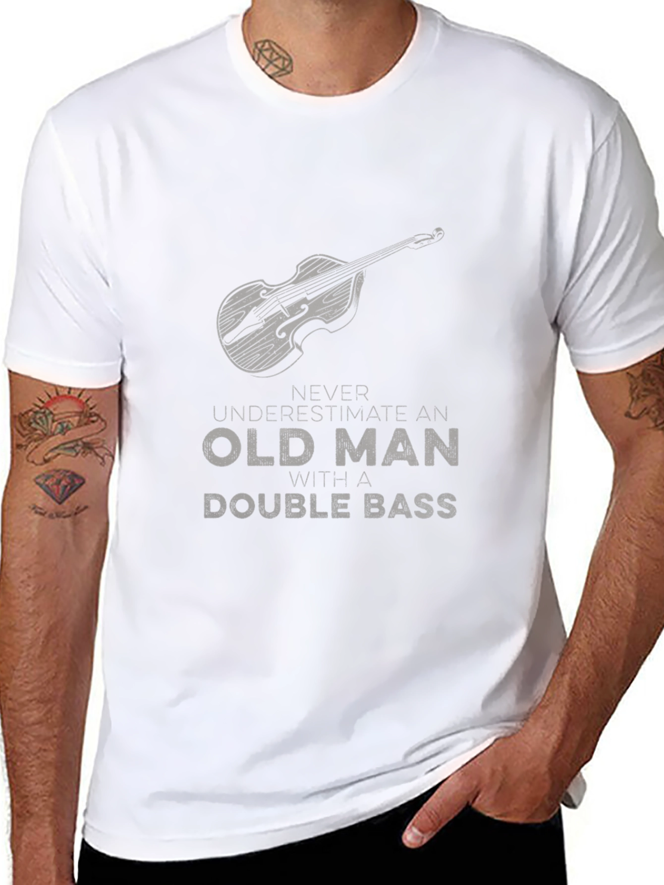 Old Man Double Bass T-Shirt - Musician Gift