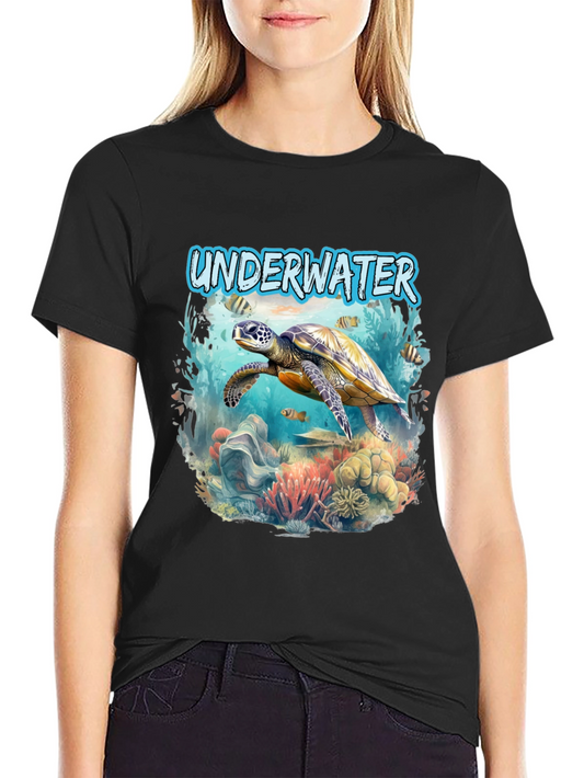 Underwater Sea Turtle Graphic Tee - Dive into Style!