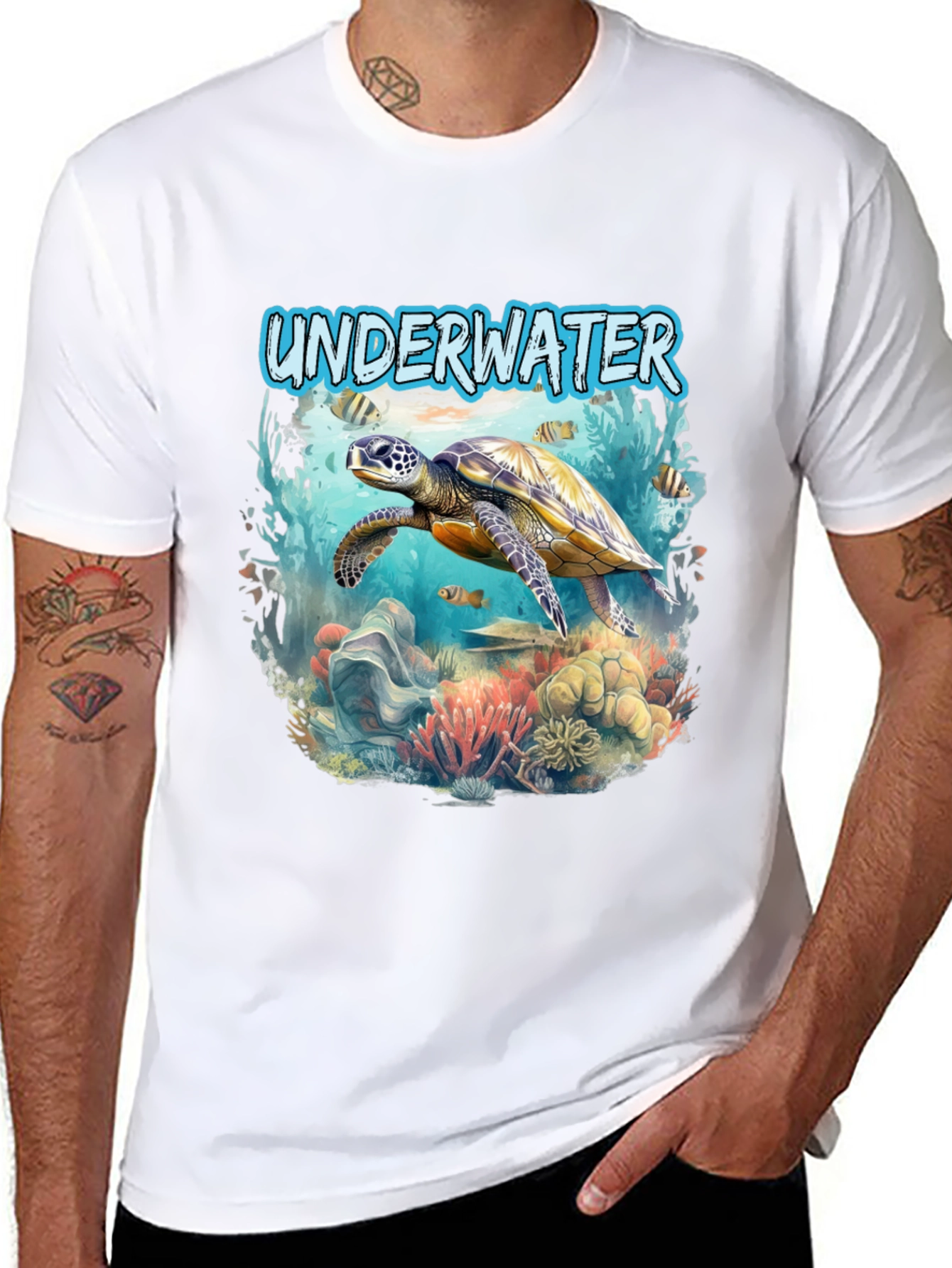 Underwater Sea Turtle Graphic Tee - Dive into Style!