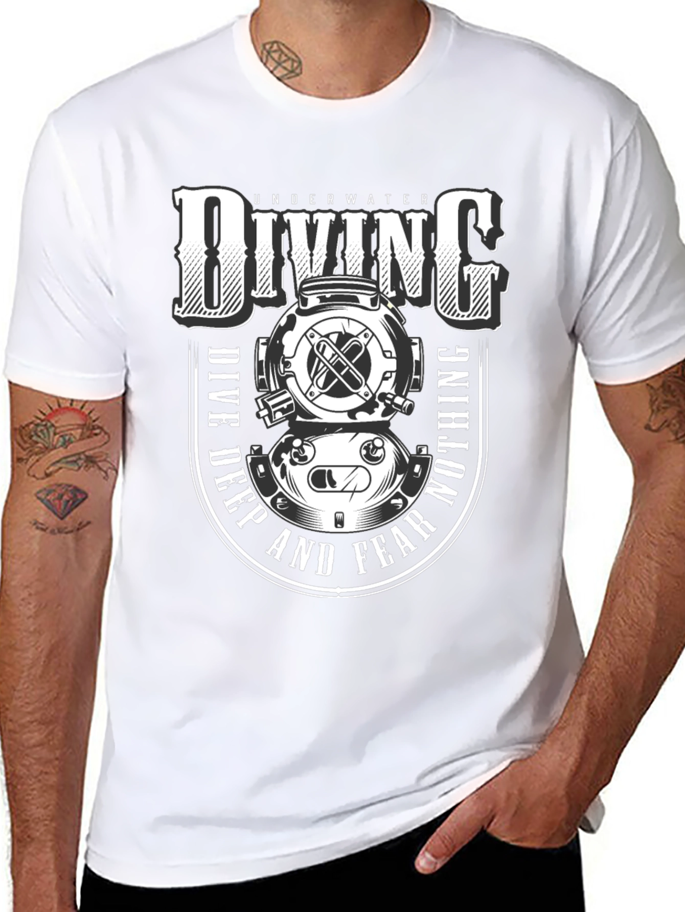 Underwater Diving T-Shirt - Dive Deep and Fear Nothing