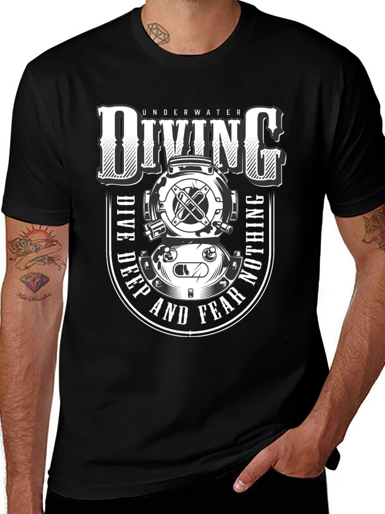 Underwater Diving T-Shirt - Dive Deep and Fear Nothing