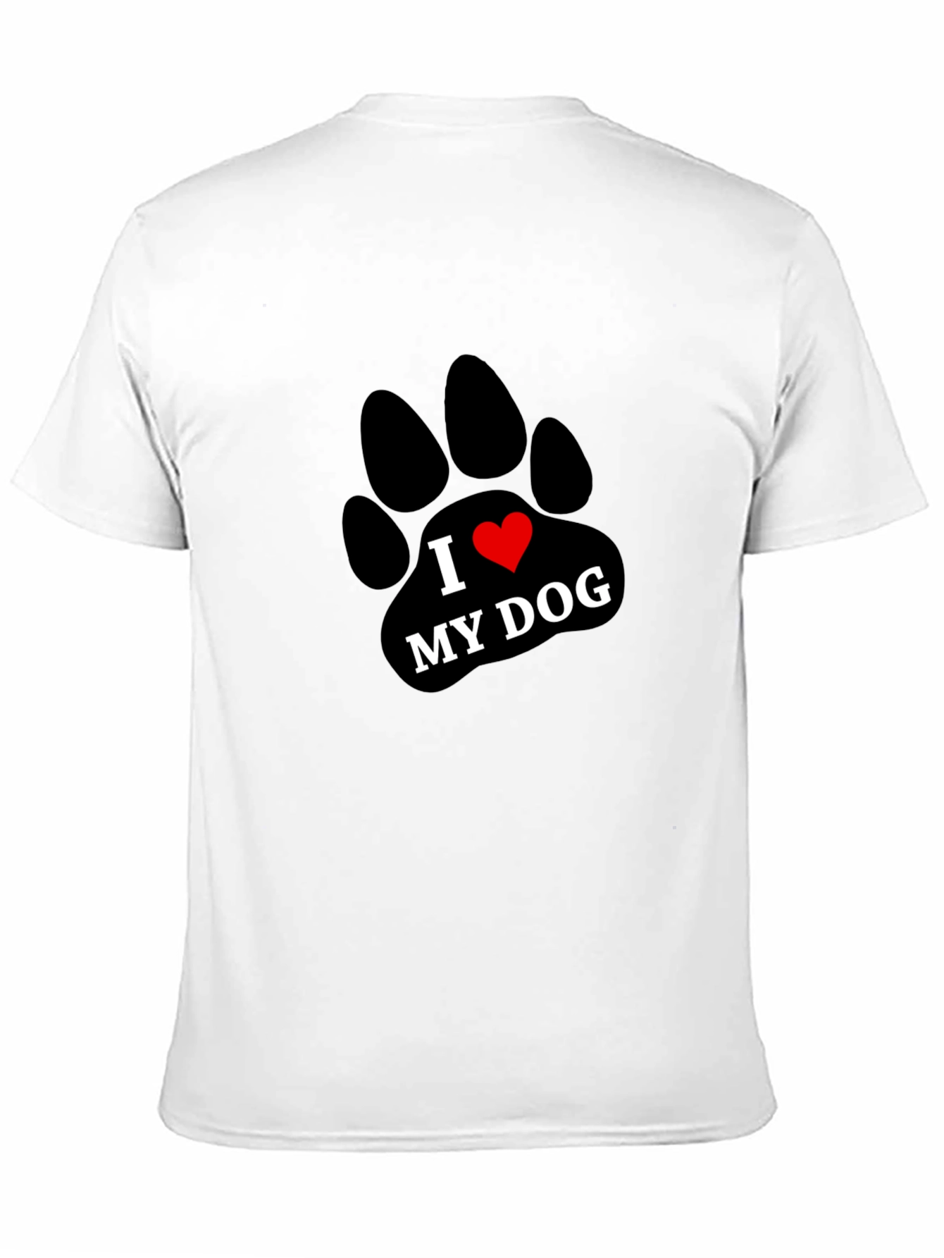 I Love My Dog Paw Print T-Shirt - Black