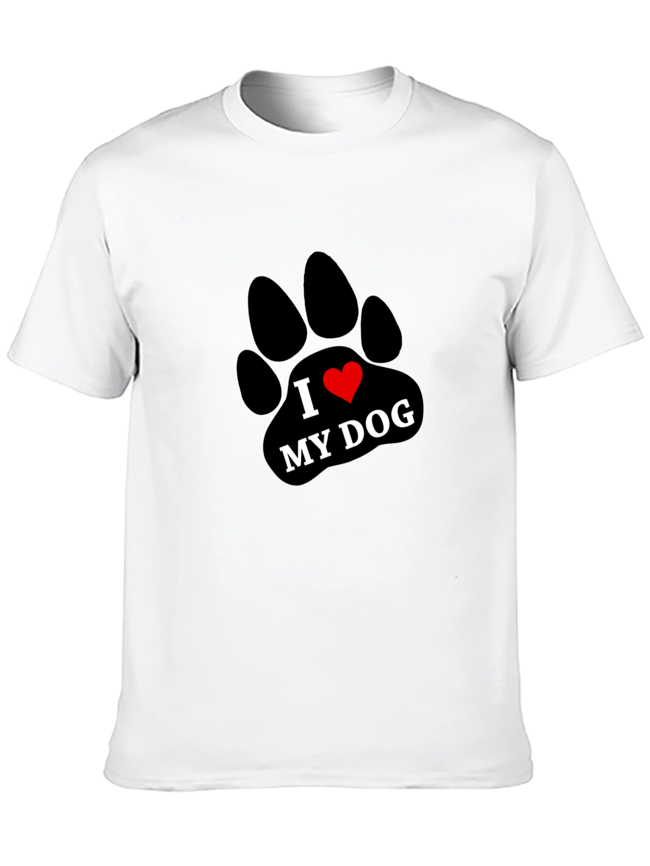I Love My Dog Paw Print T-Shirt - Black