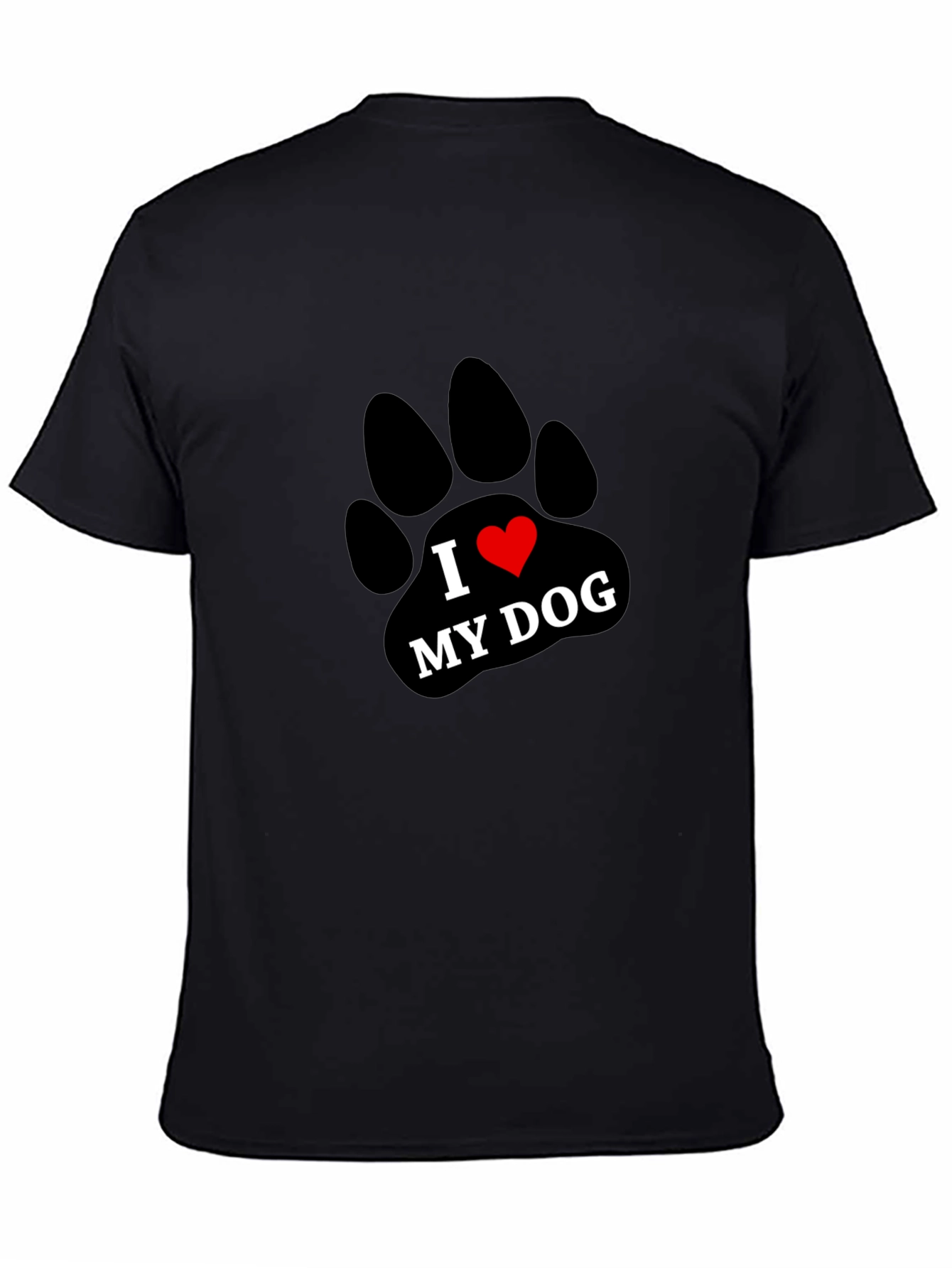 I Love My Dog Paw Print T-Shirt - Black
