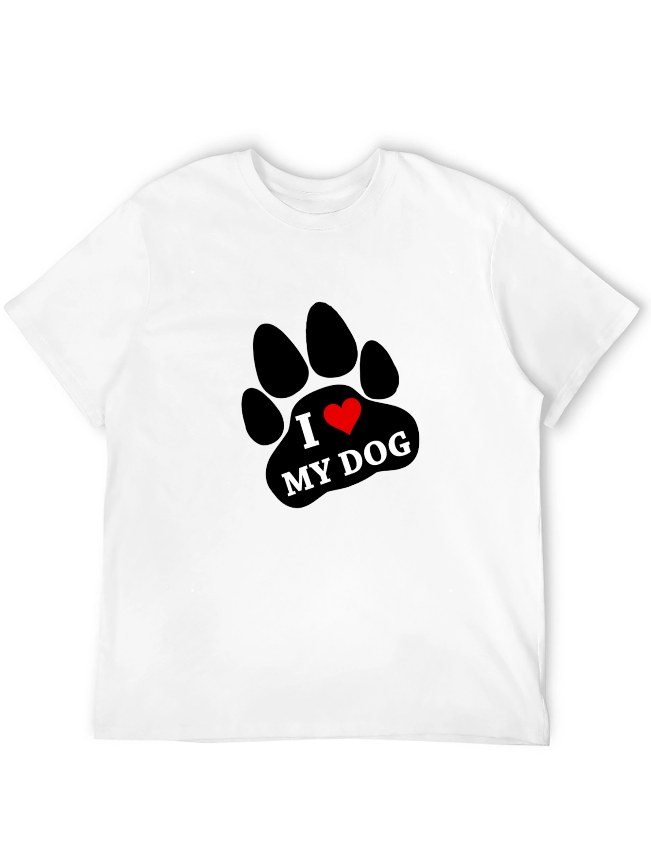 I Love My Dog Paw Print T-Shirt - Black