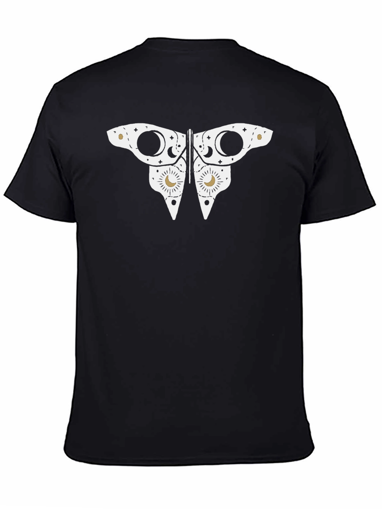 Celestial Butterfly Graphic Tee - Black Cotton