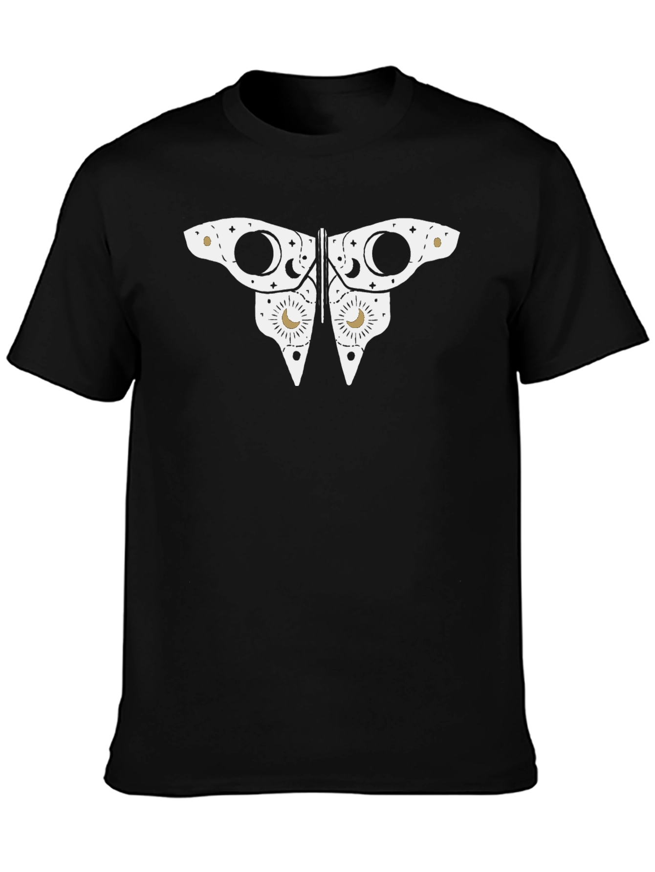 Celestial Butterfly Graphic Tee - Black Cotton