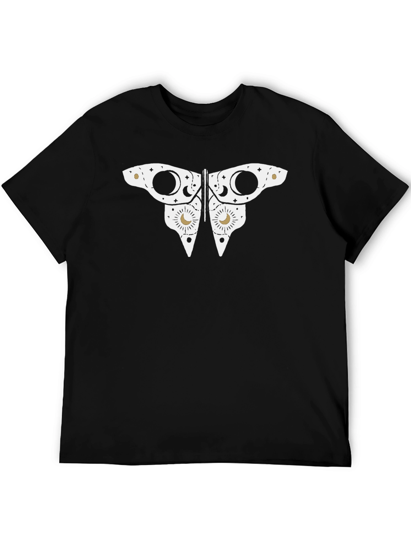 Celestial Butterfly Graphic Tee - Black Cotton