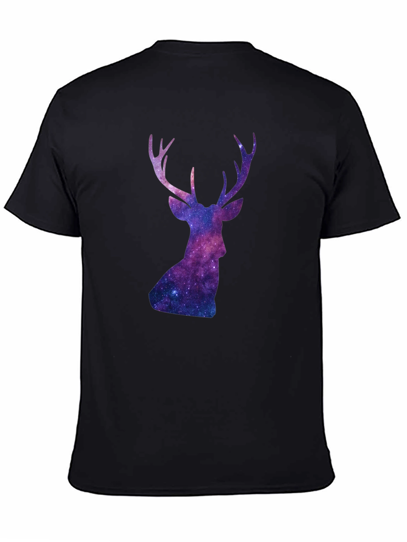 Cosmic Deer Graphic Tee - Black Cotton Blend