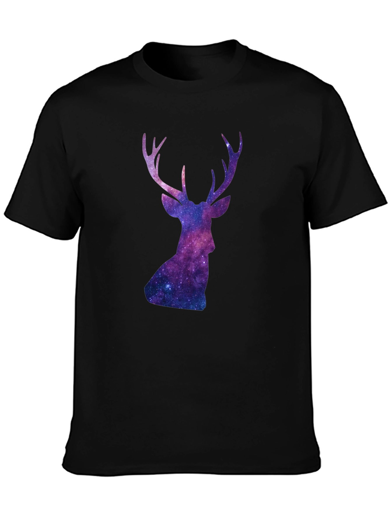 Cosmic Deer Graphic Tee - Black Cotton Blend
