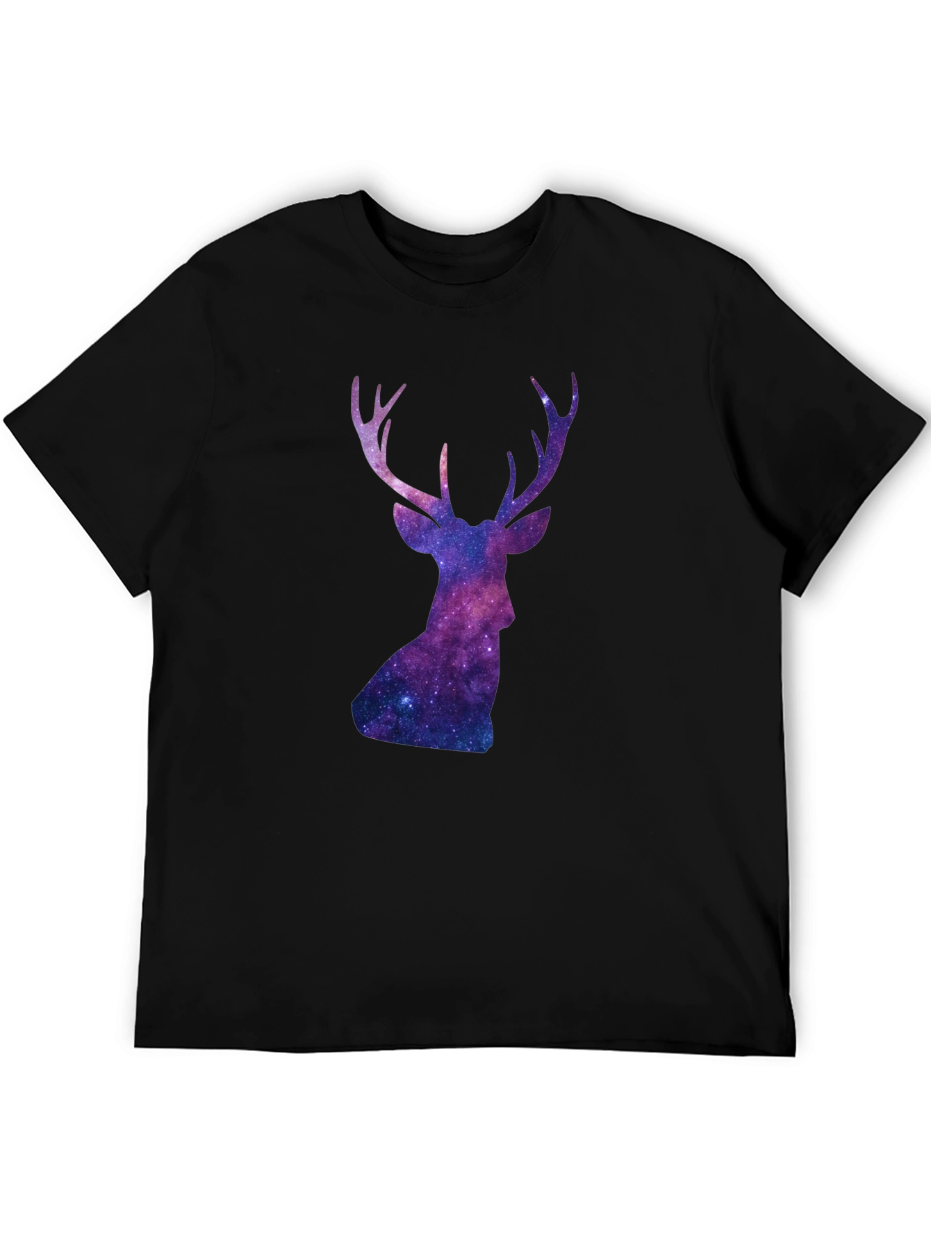Cosmic Deer Graphic Tee - Black Cotton Blend