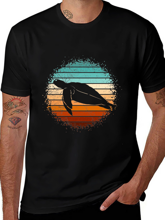 Retro Turtle T-Shirt - Vintage Sunset Design