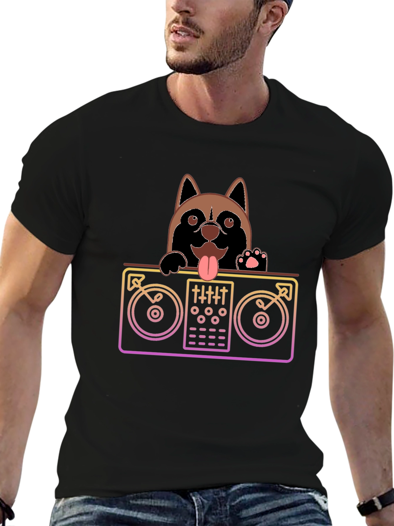 DJ Dog Black T-Shirt - Mix Master Pup