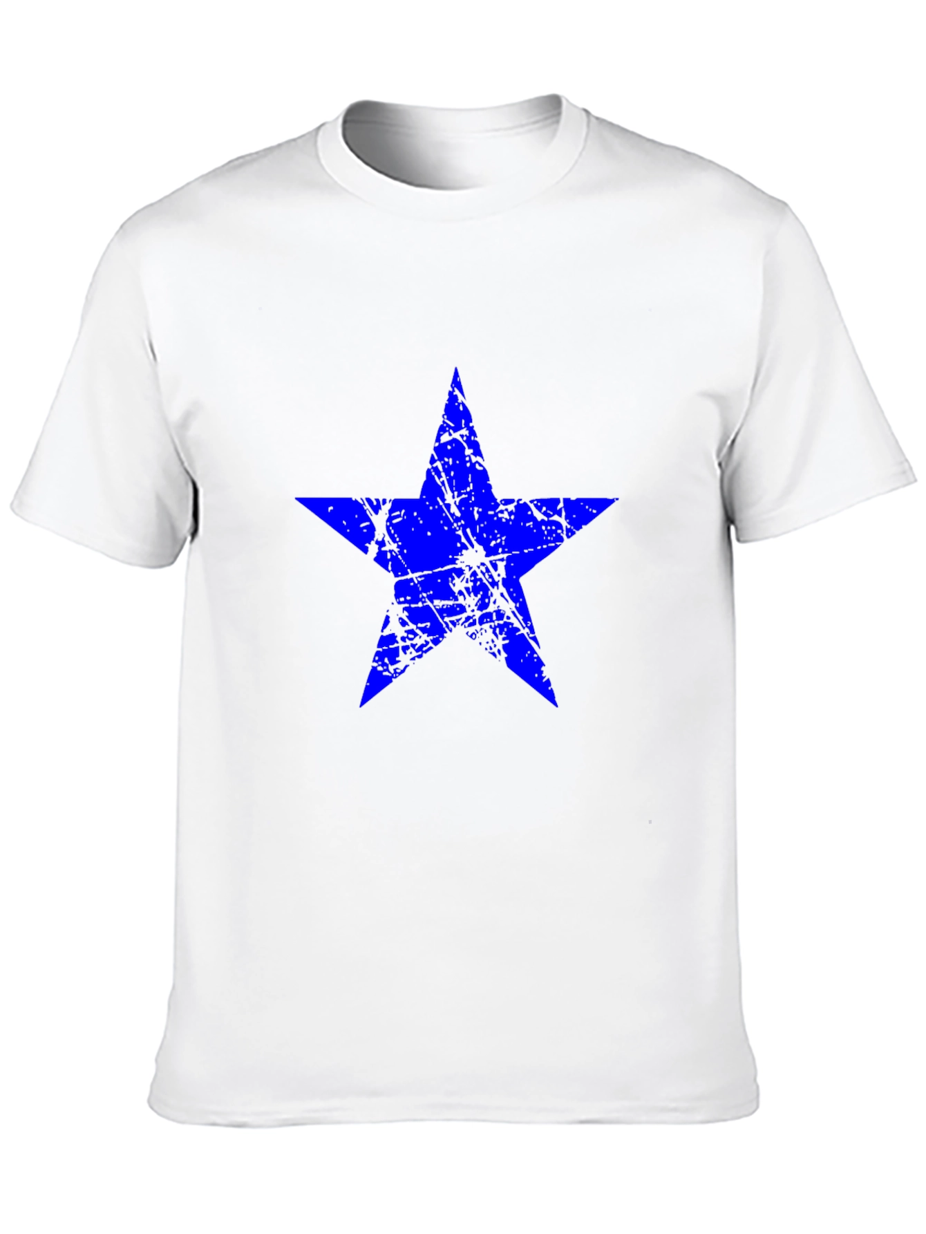 Blue Star Graphic Print Black T-Shirt