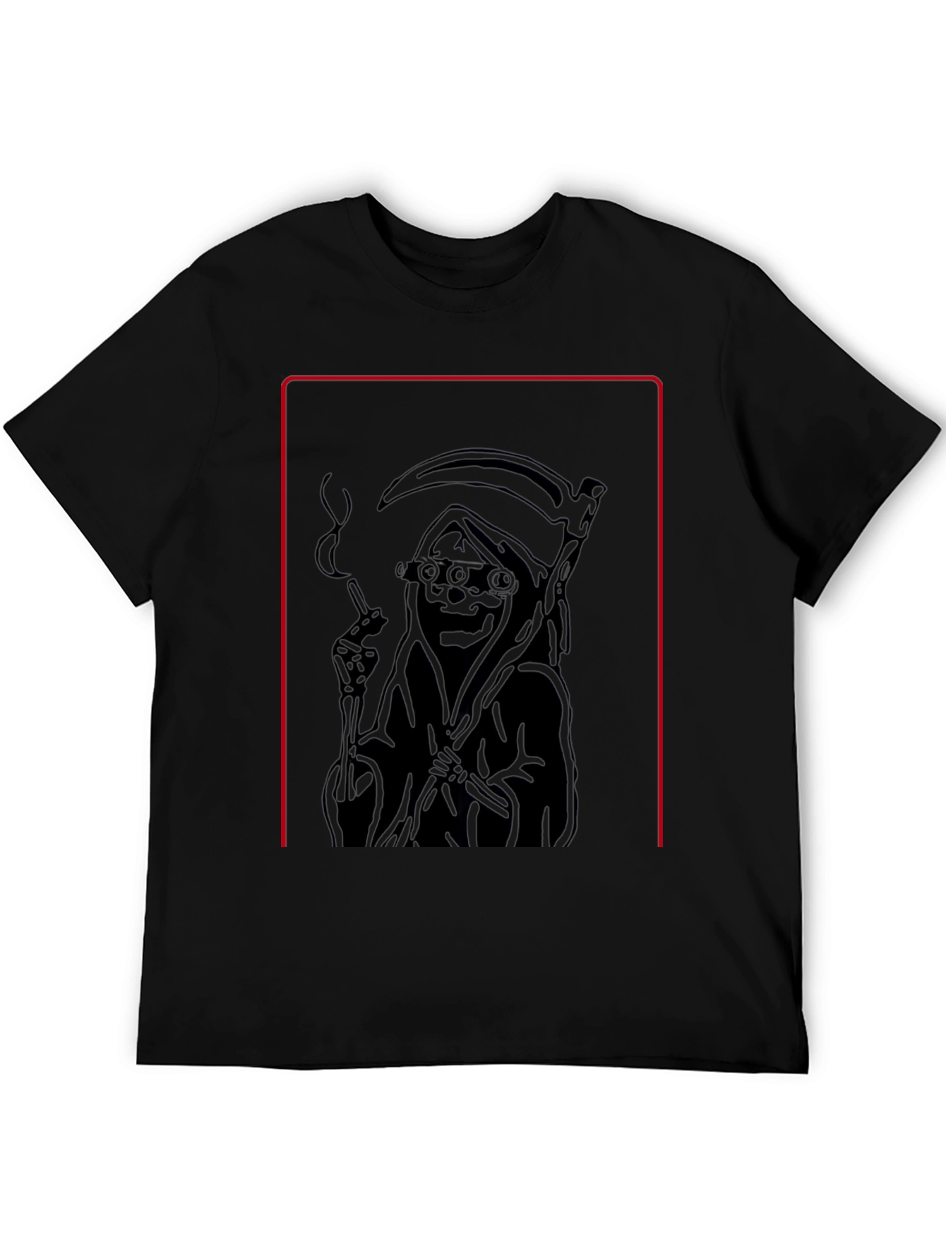 Grim Reaper Smoking Black T-Shirt - Cool Graphic Tee
