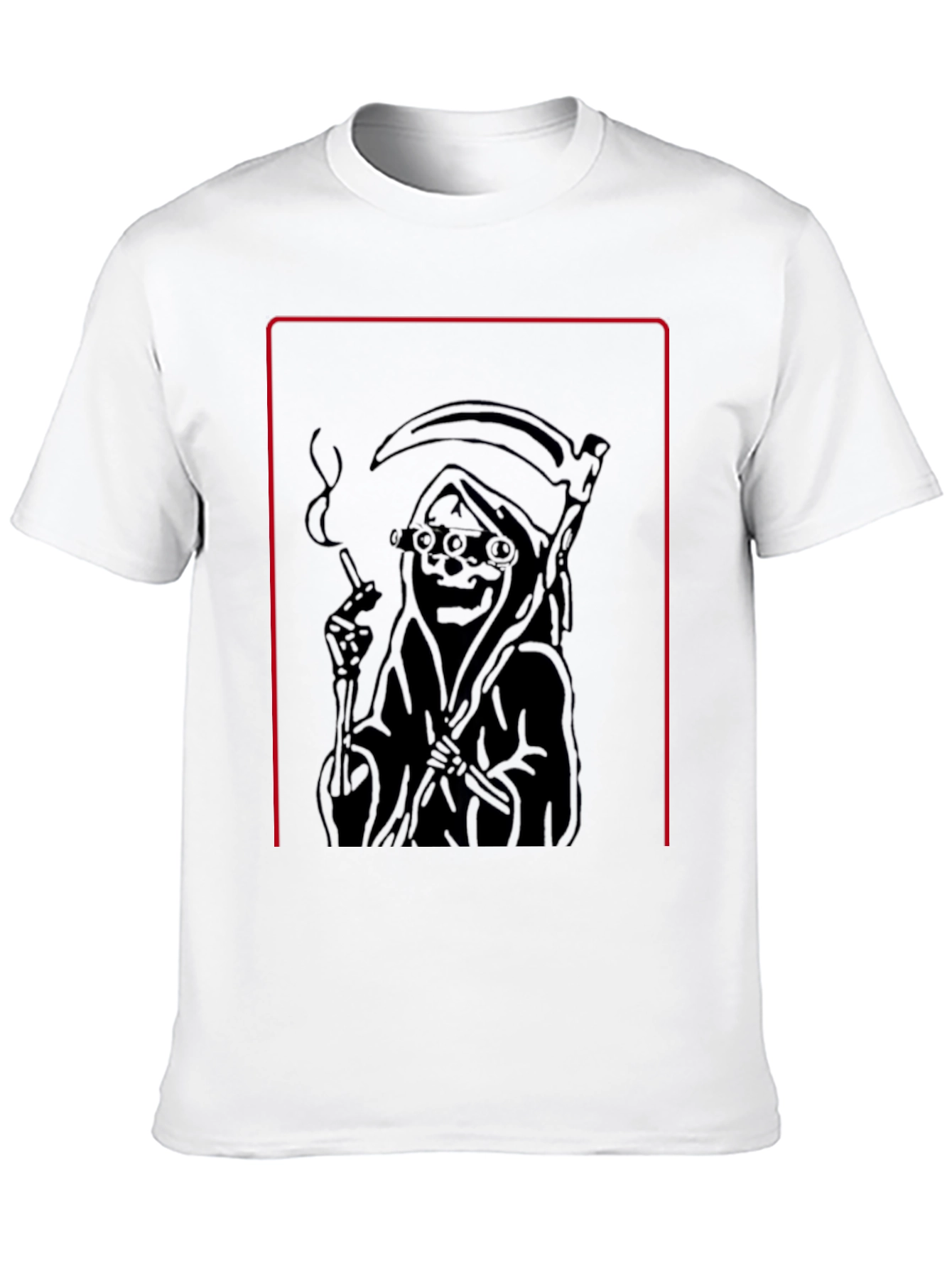 Grim Reaper Smoking Black T-Shirt - Cool Graphic Tee
