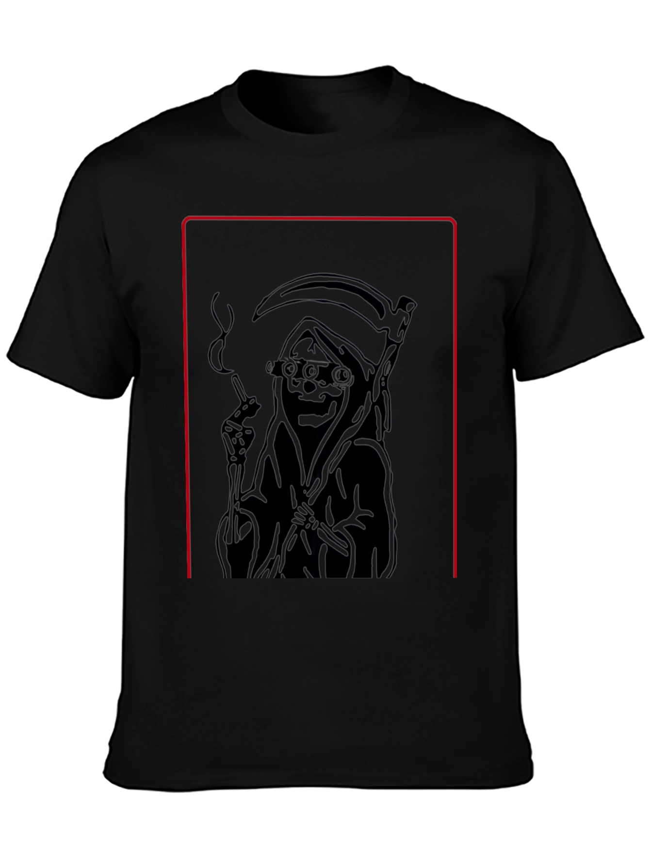 Grim Reaper Smoking Black T-Shirt - Cool Graphic Tee
