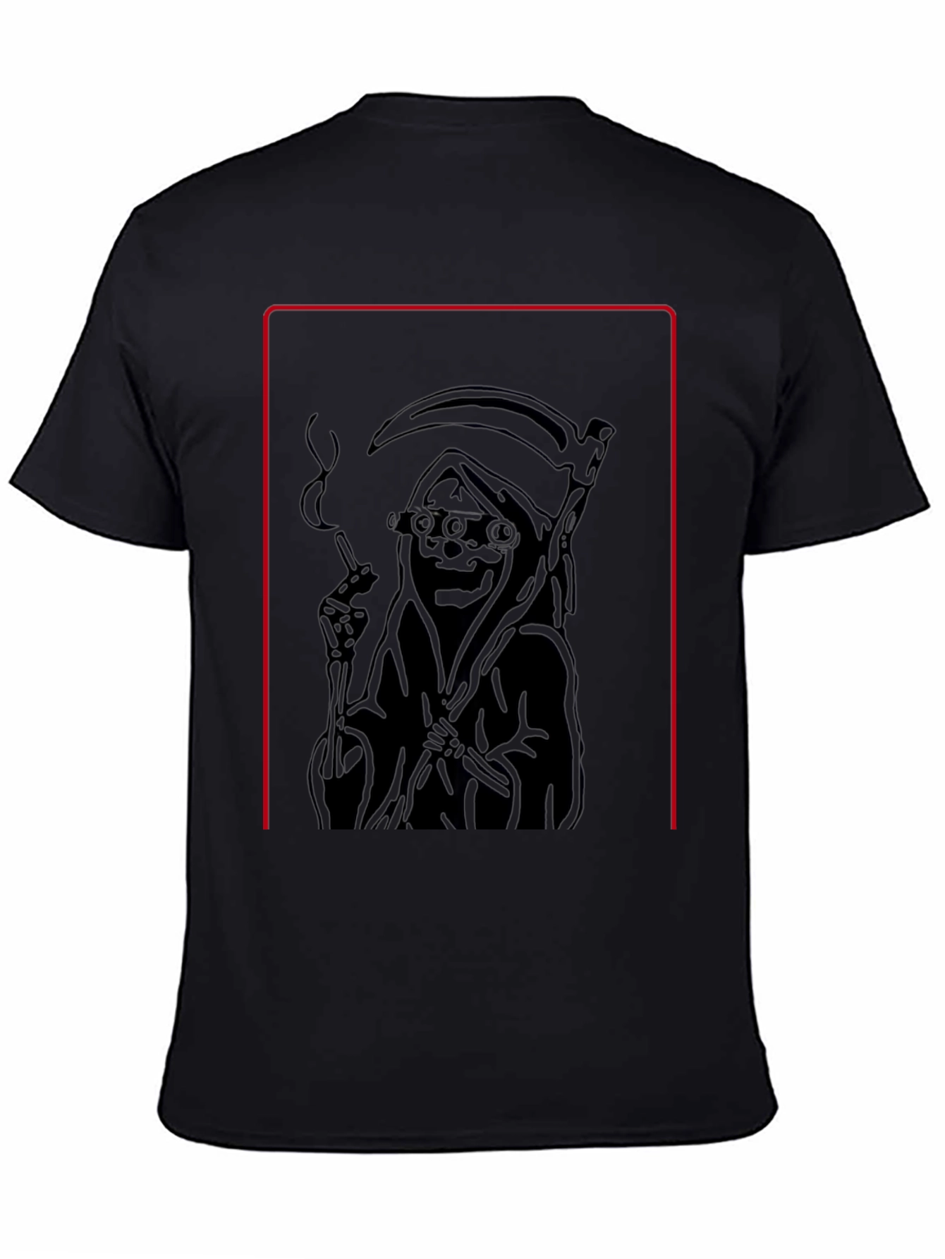 Grim Reaper Smoking Black T-Shirt - Cool Graphic Tee