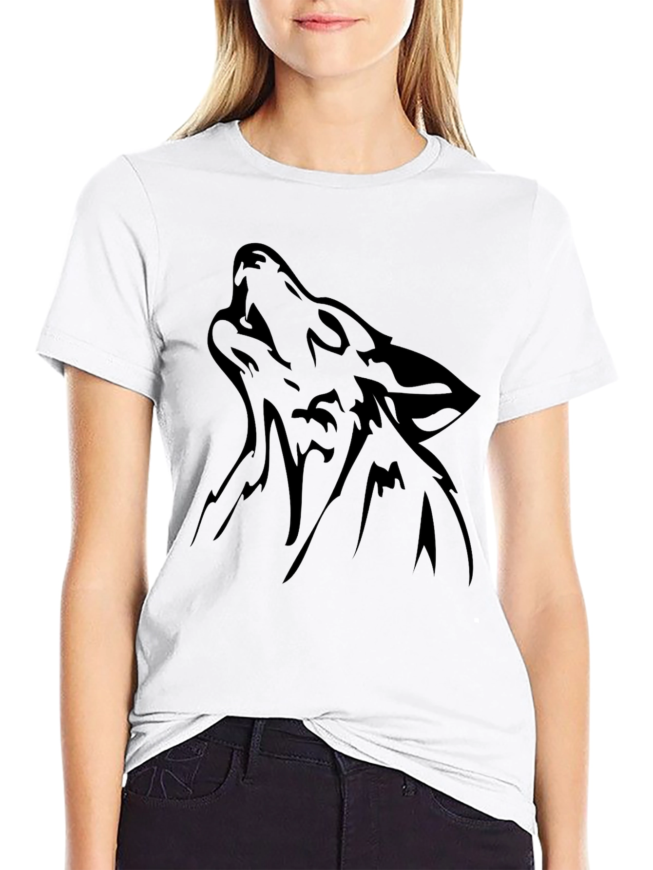 Black Wolf Howling Graphic Tee