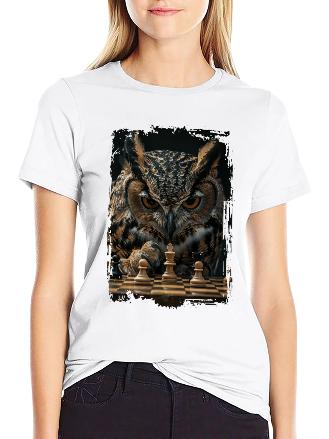 Owl Chess Master T-Shirt - Strategic Style
