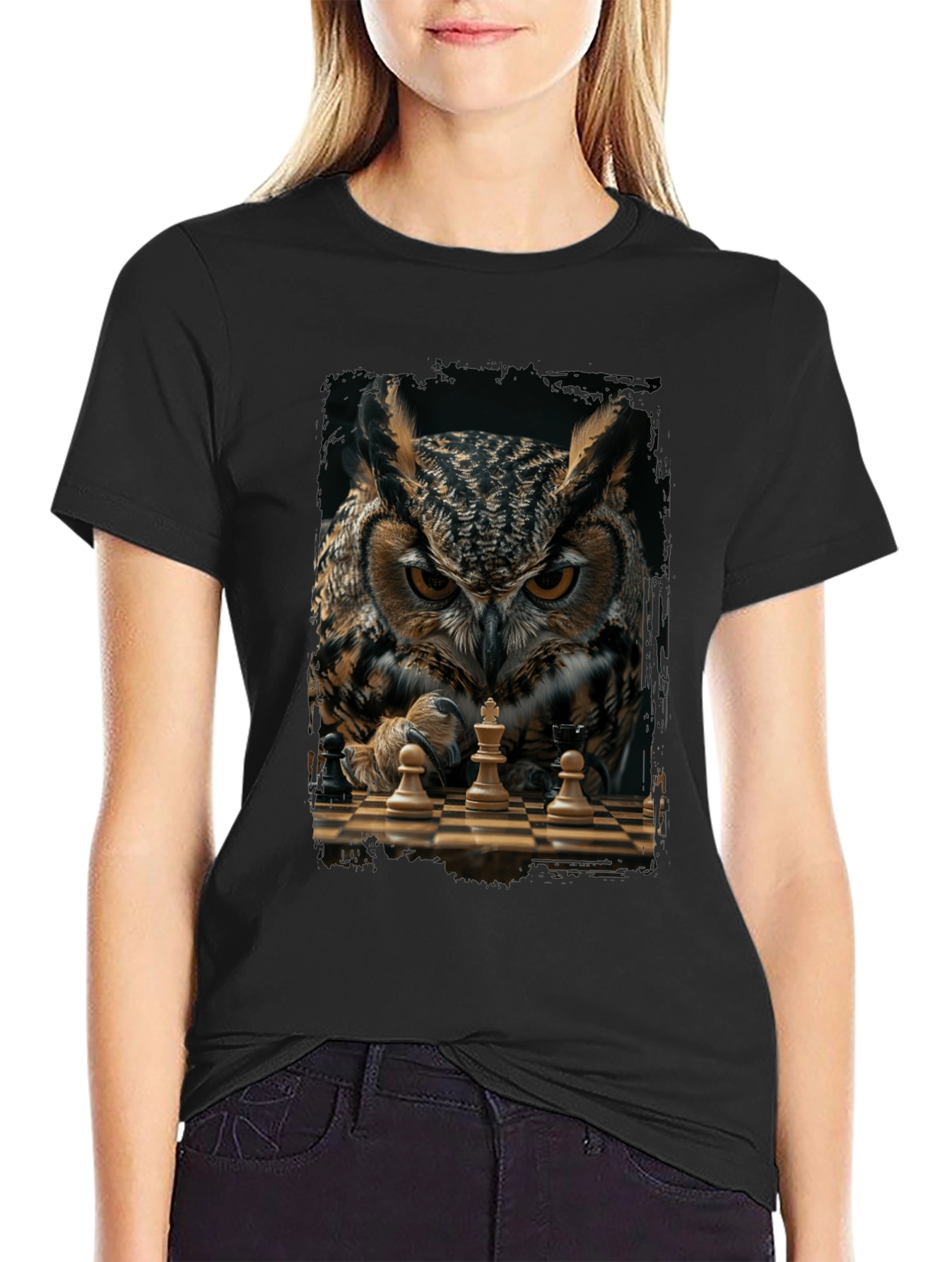 Owl Chess Master T-Shirt - Strategic Style