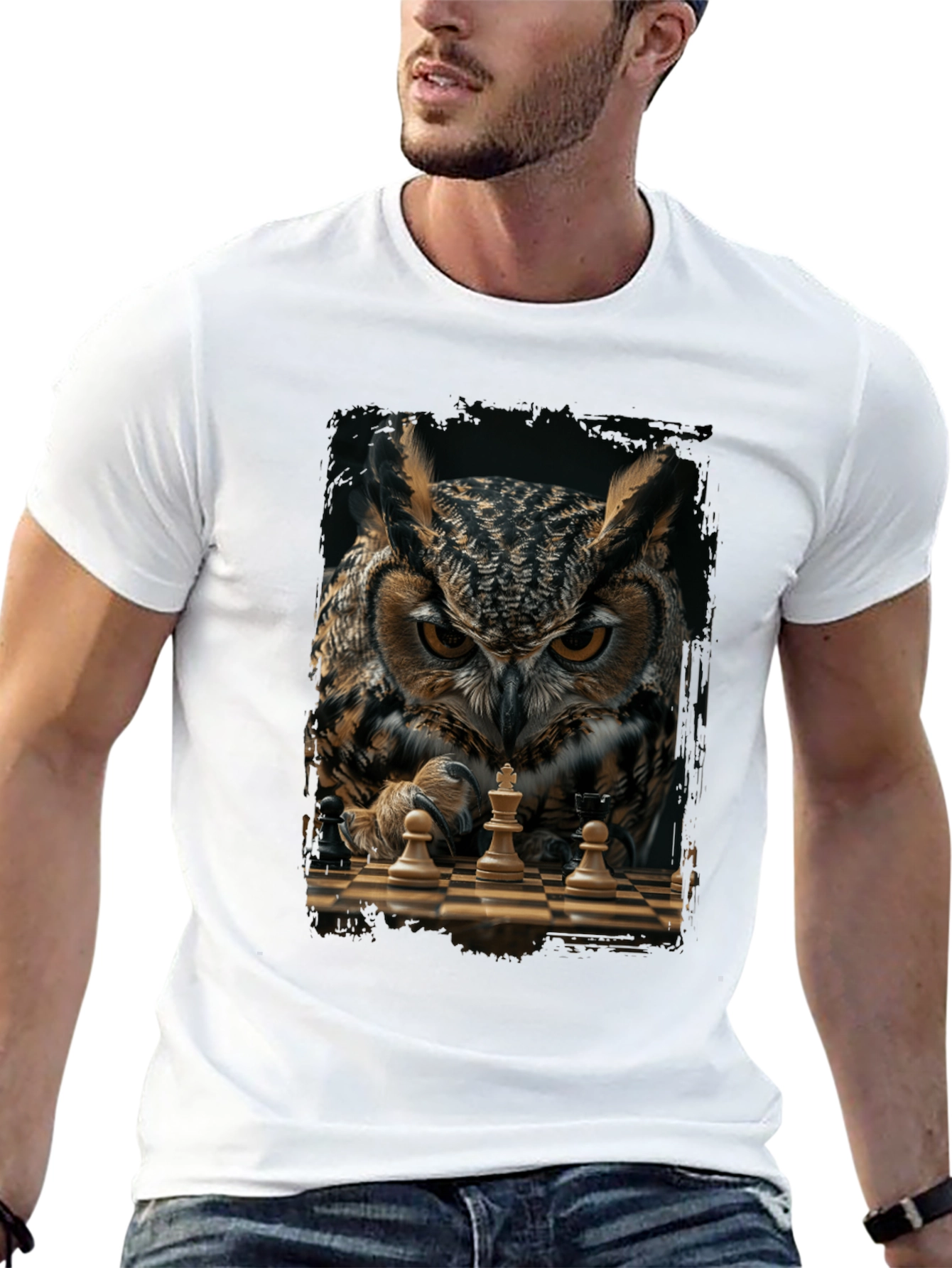 Owl Chess Master T-Shirt - Strategic Style