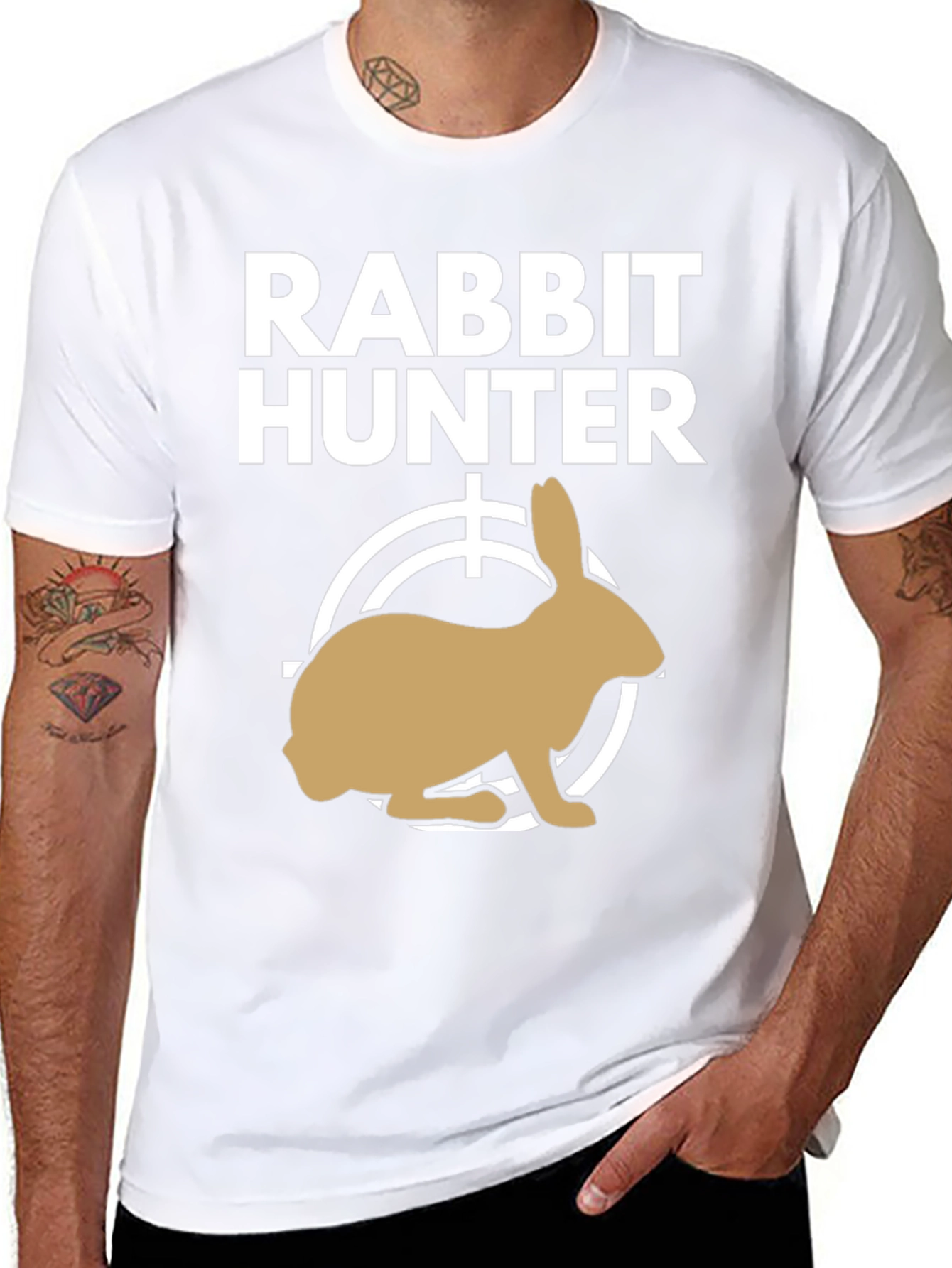 Rabbit Hunter Graphic Tee - Novelty T-Shirt