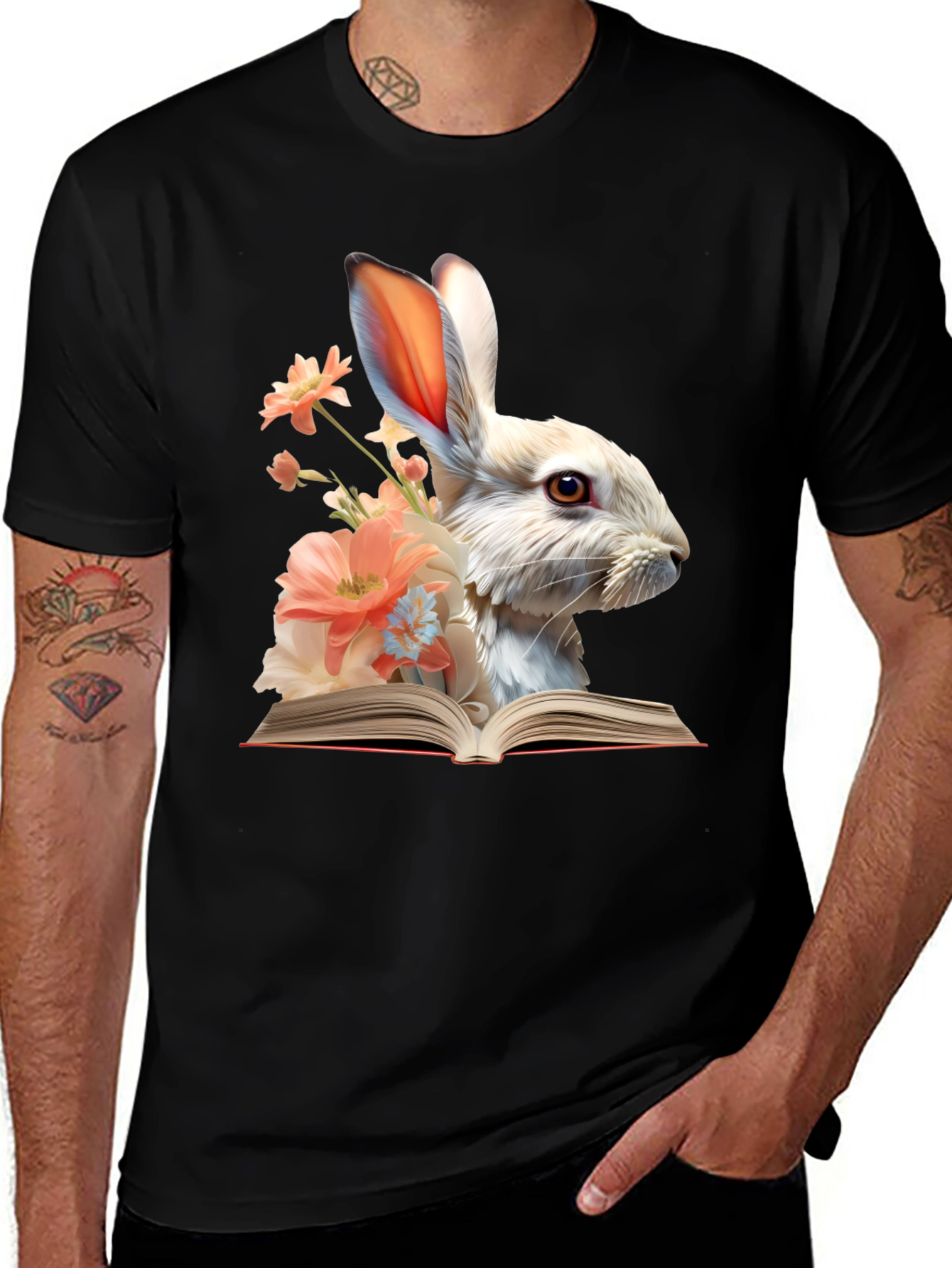 Bunny Reader Graphic T-Shirt