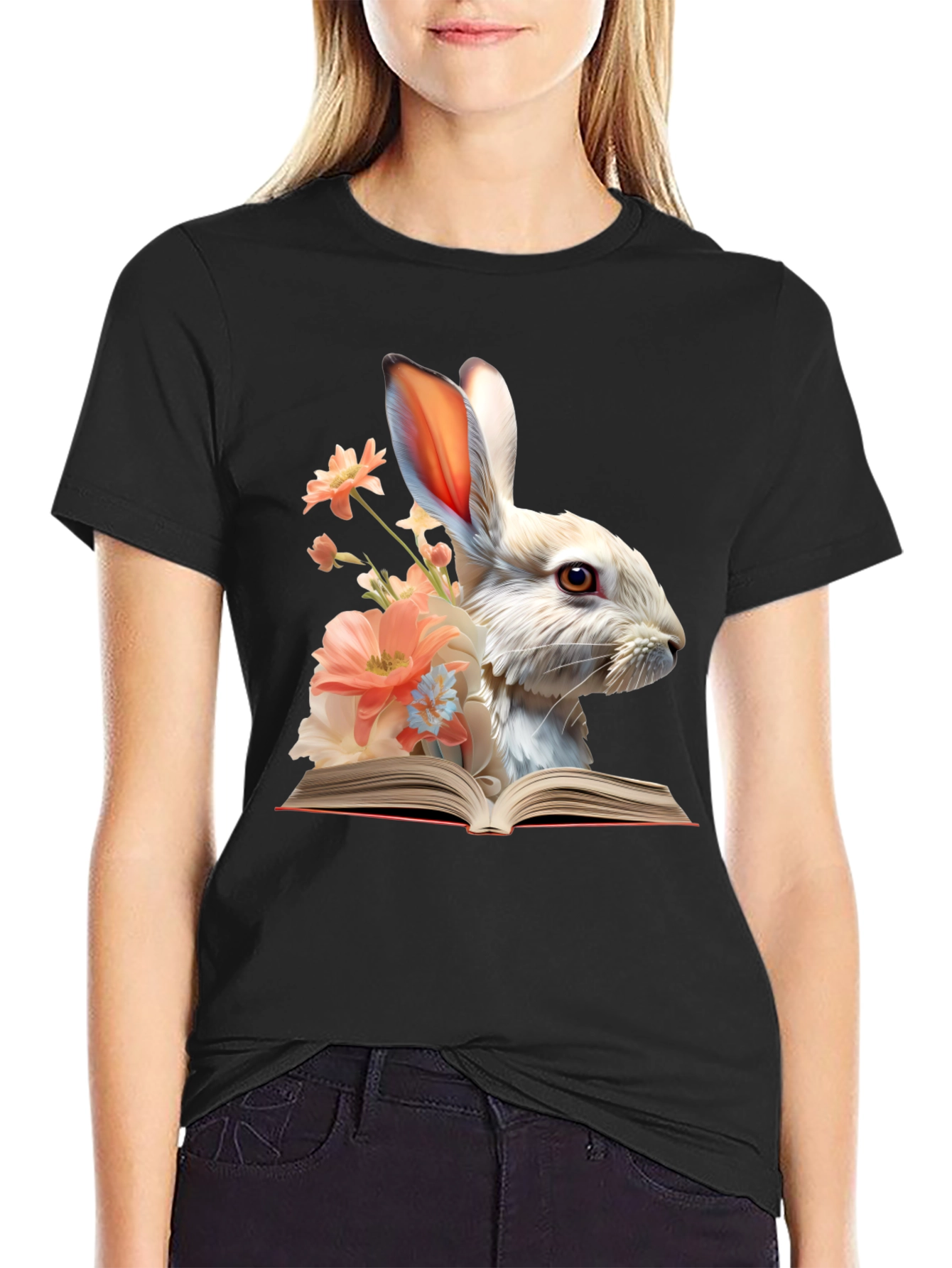 Bunny Reader Graphic T-Shirt