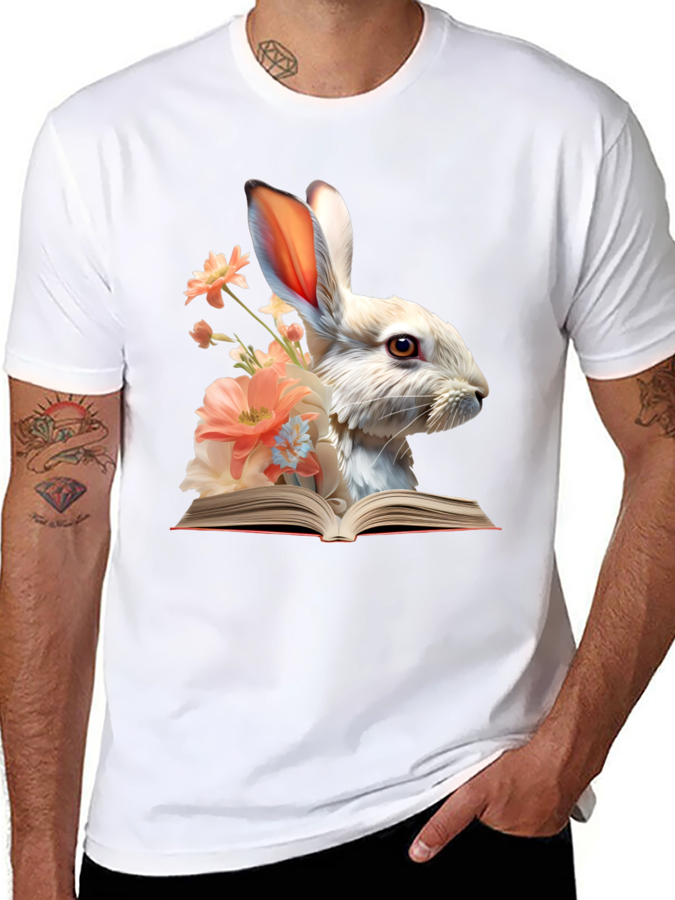 Bunny Reader Graphic T-Shirt