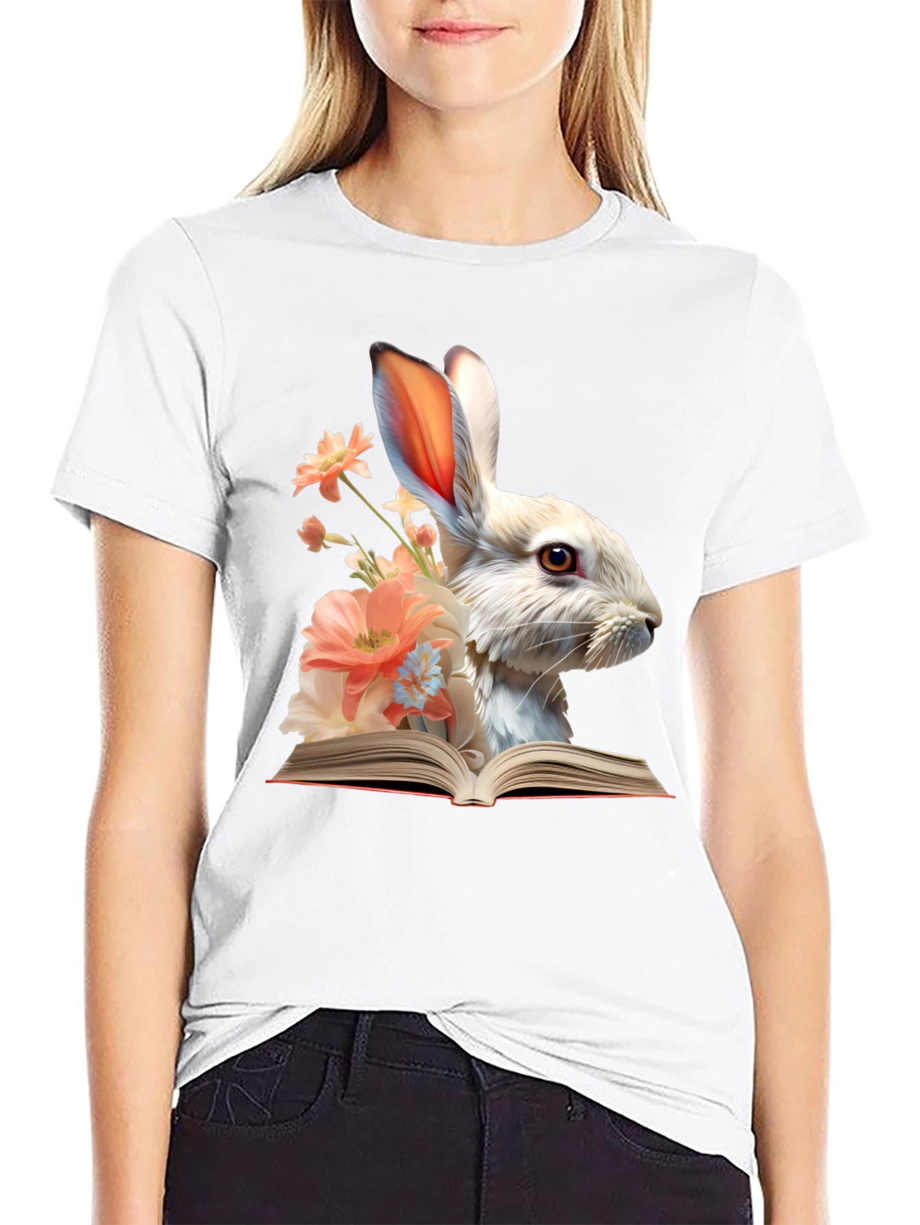Bunny Reader Graphic T-Shirt