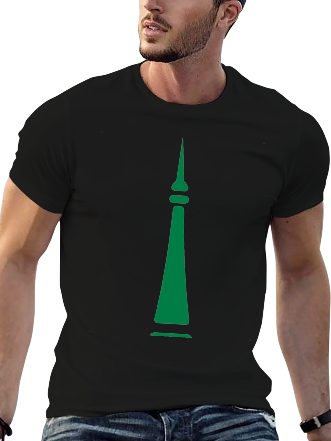 Green Spire Graphic Black T-Shirt