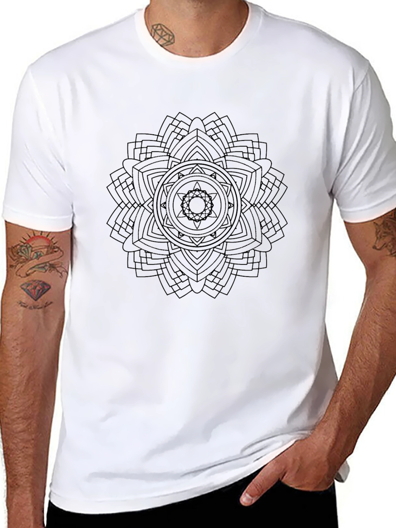 Mandala Graphic T-Shirt - Black Cotton Blend