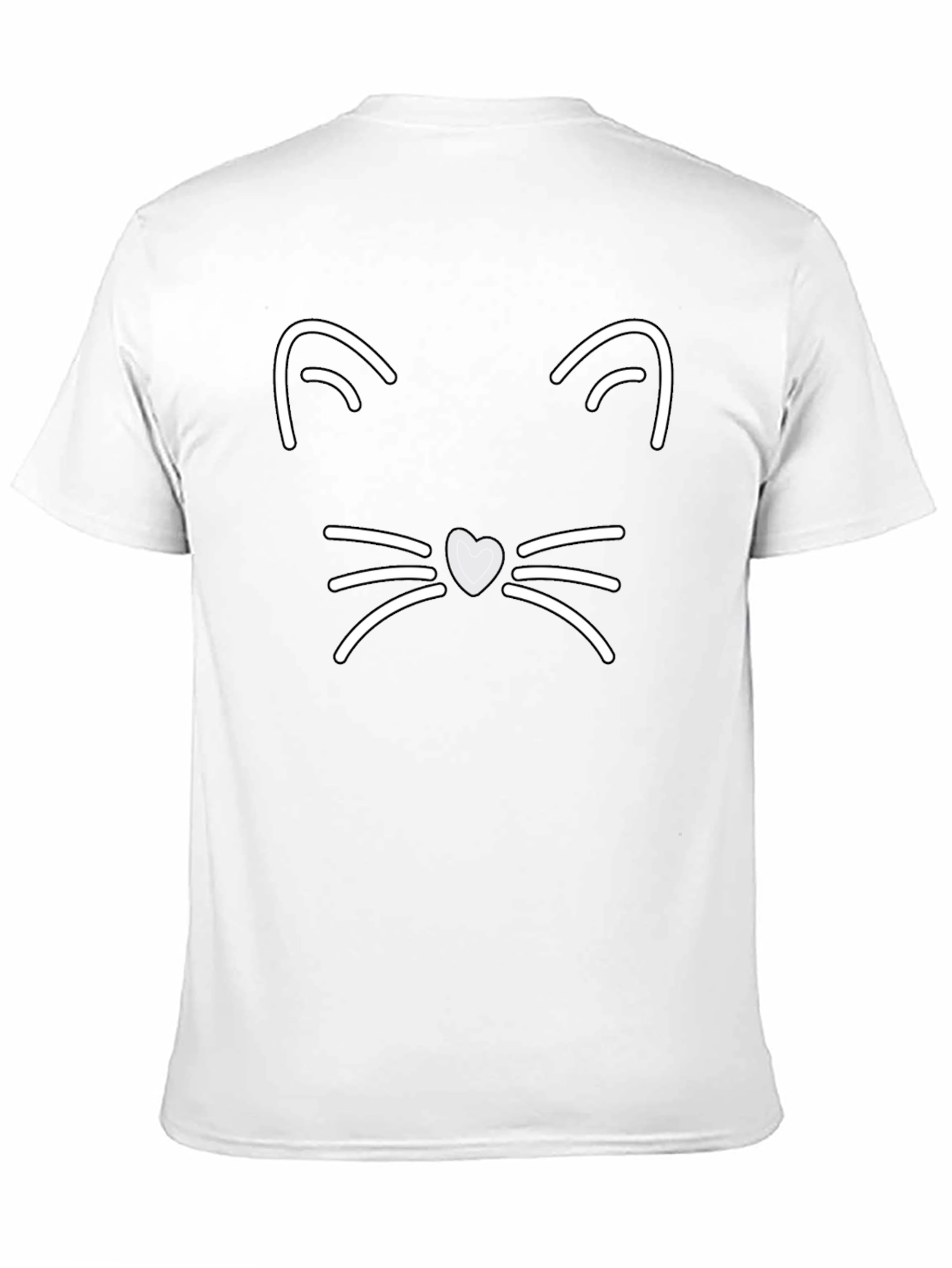 Cute Cat Face Graphic Tee - Black Cotton T-Shirt