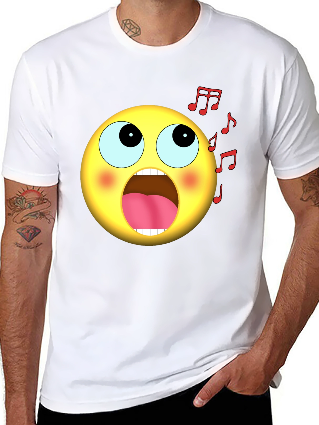 Singing Emoji Graphic Black T-Shirt